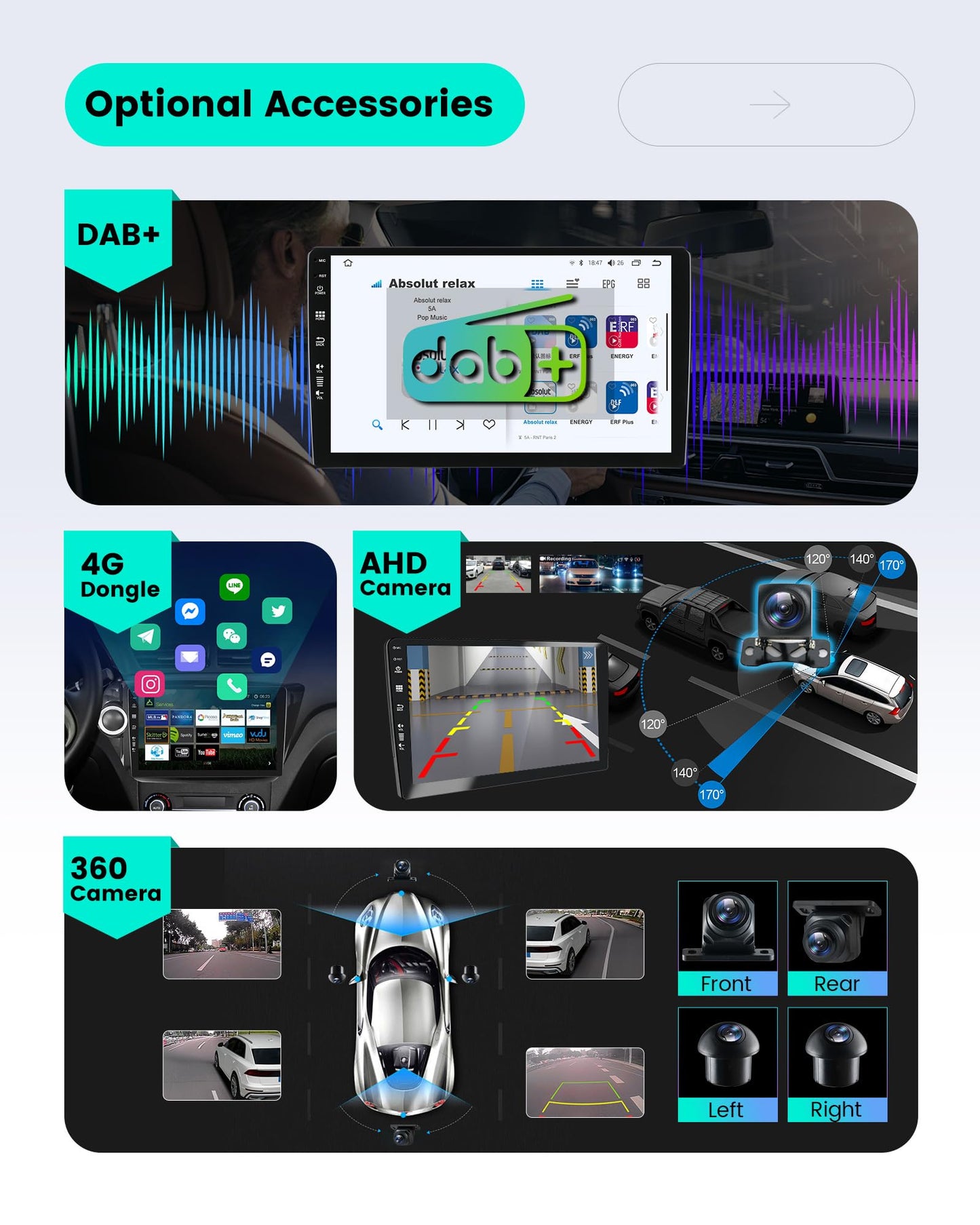 Android 14 car radio fits Hyundai i20 2010-2014 - 9 inch with GPS navigation - supports DAB/USB/Carplay/WiFi/4G/MirrorLink/SWC/AUX/Bluetooth/FM/RDS.