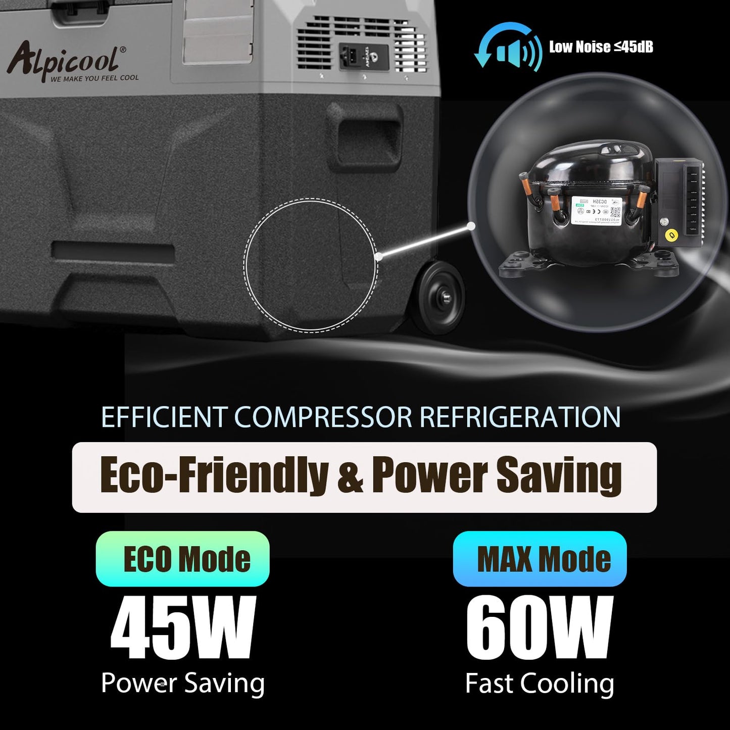 Alpicool ECX30 30L Compressor Cooler, 12V electric portable car refrigerator for camping with USB port, telescopic handle wheel, rechargeable (battery not included)