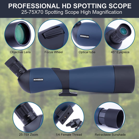 Target Shooting Spotting Scope - HD spotting scope with tripod carrying case & smartphone holder - BAK4 waterproof spotting scope for bird watching hunting wildlife scenery hunting wild animals stargazing (20-60x)