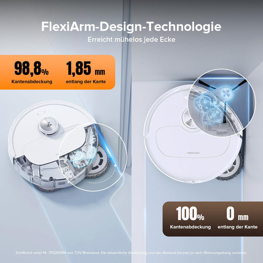 Roborock Qrevo Master robotic vacuum cleaner with mopping function & lift-up mop, FlexiArm design, HyperForce suction power of 10,000 Pa, includes 2 extra mops, robot vacuum cleaner set (White)