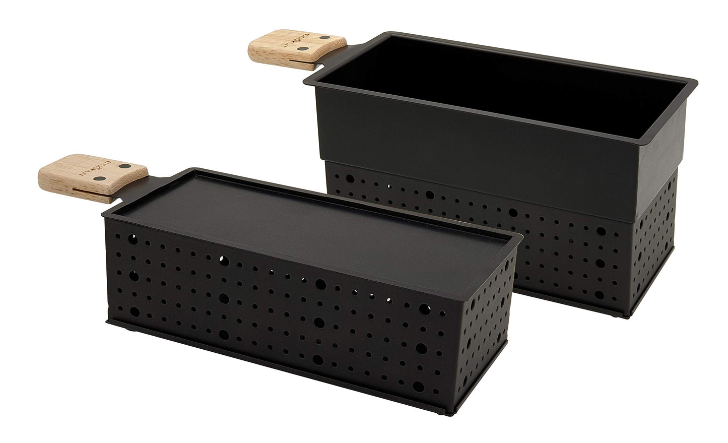 COOKUT - Lumi gift set - Raclette and cheese fondue with candle - Raclette in 3 minutes, prepare fondue in 5 minutes - Raclette night, cheese fondue, picnic - wooden spatula - black