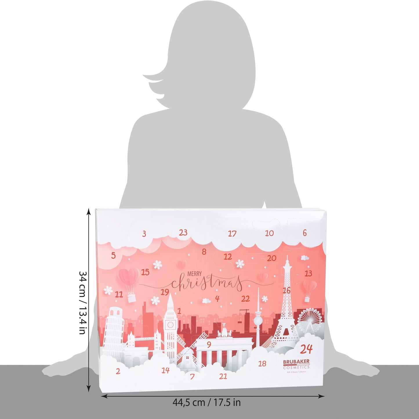 BRUBAKER Cosmetics Beauty Advent Calendar 2025 - the XXL wellness Christmas calendar for women and girls - 24 x body care products & spa accessories - city landmarks pink.