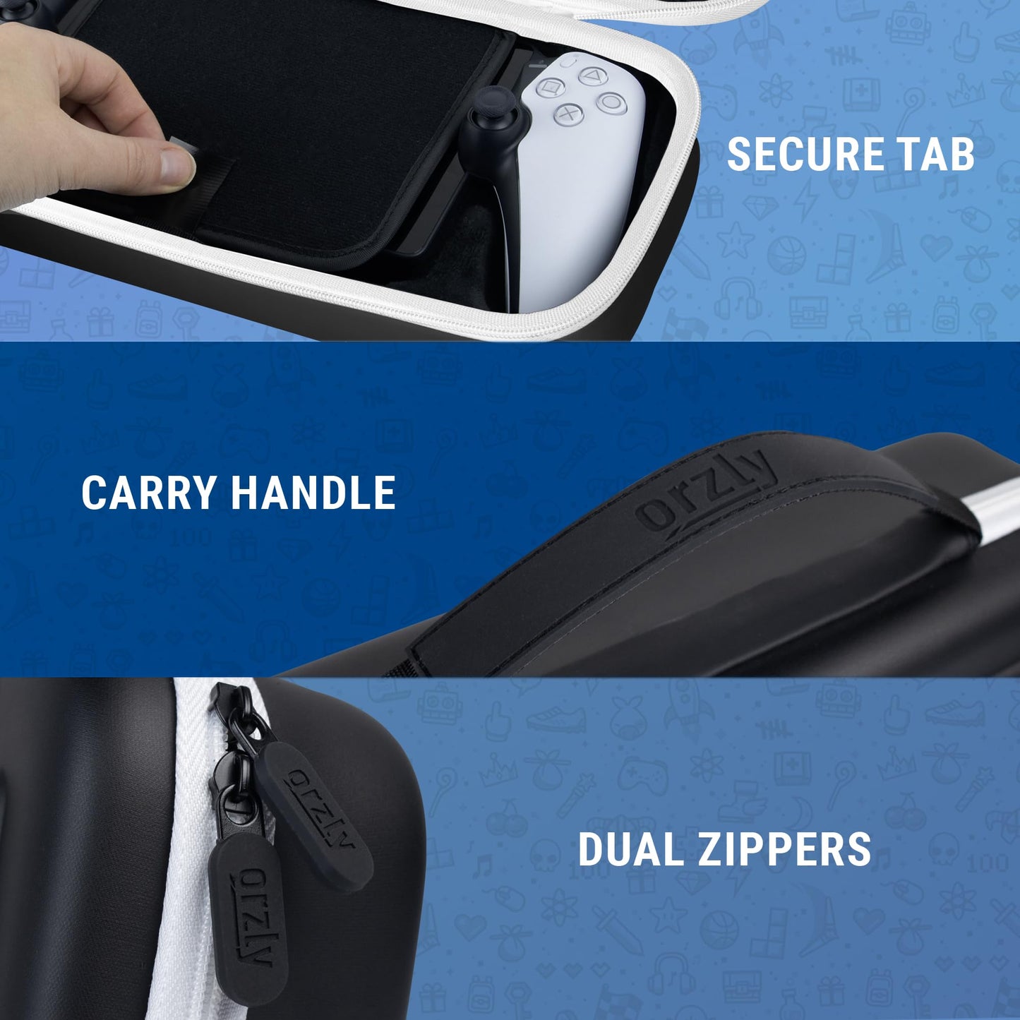 Playstation Portal Remote Player carrying bag for PS5 console holds accessories and provides travel and storage protection for headset, charger, and more. Black/White - Gift Box Edition.