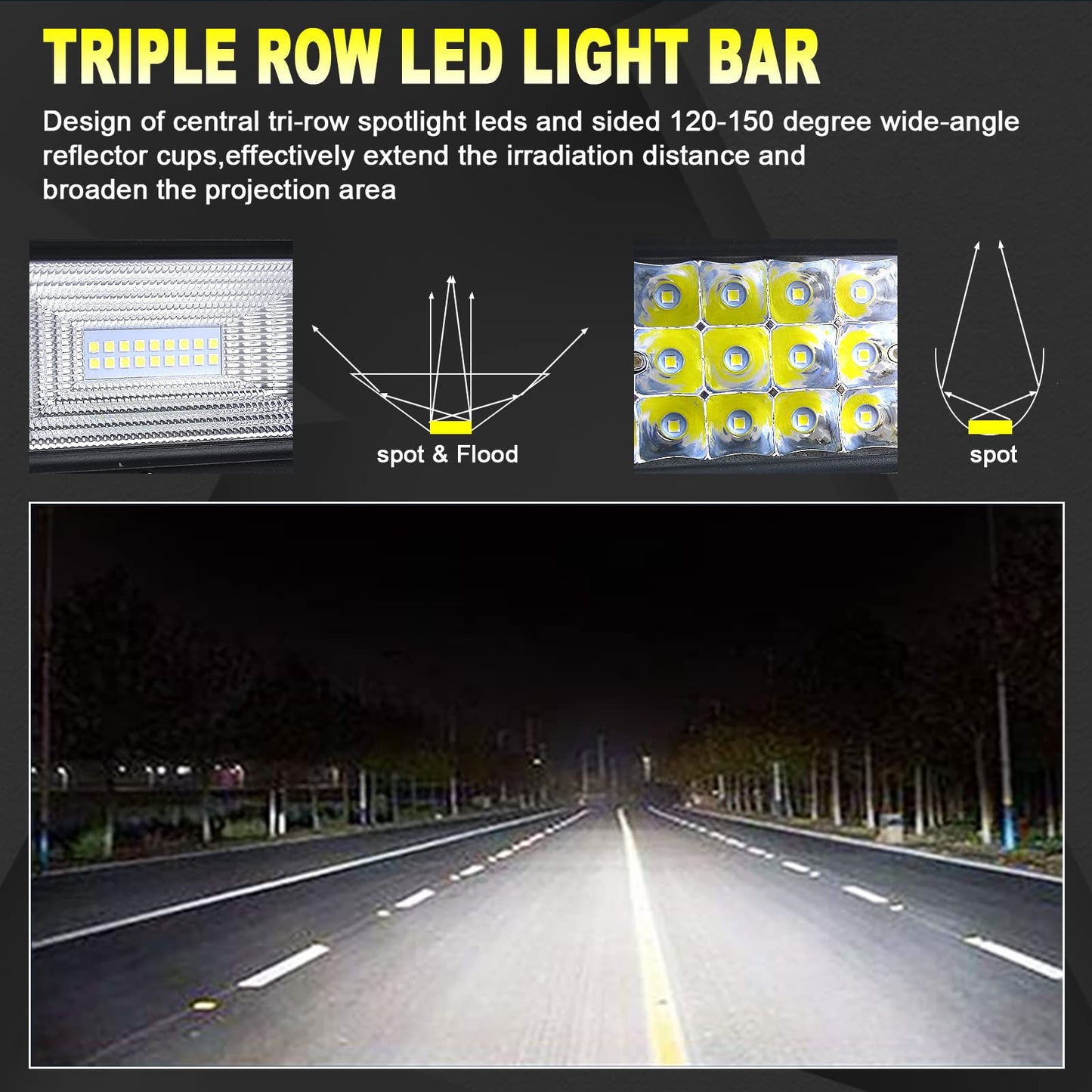 Willpower 42 inch 107CM 540W LED work light bar, LED spotlight 12V 24V, waterproof floodlight spot combo LED bar for off-road vehicle tractor, auxiliary spotlight reverse light bar.