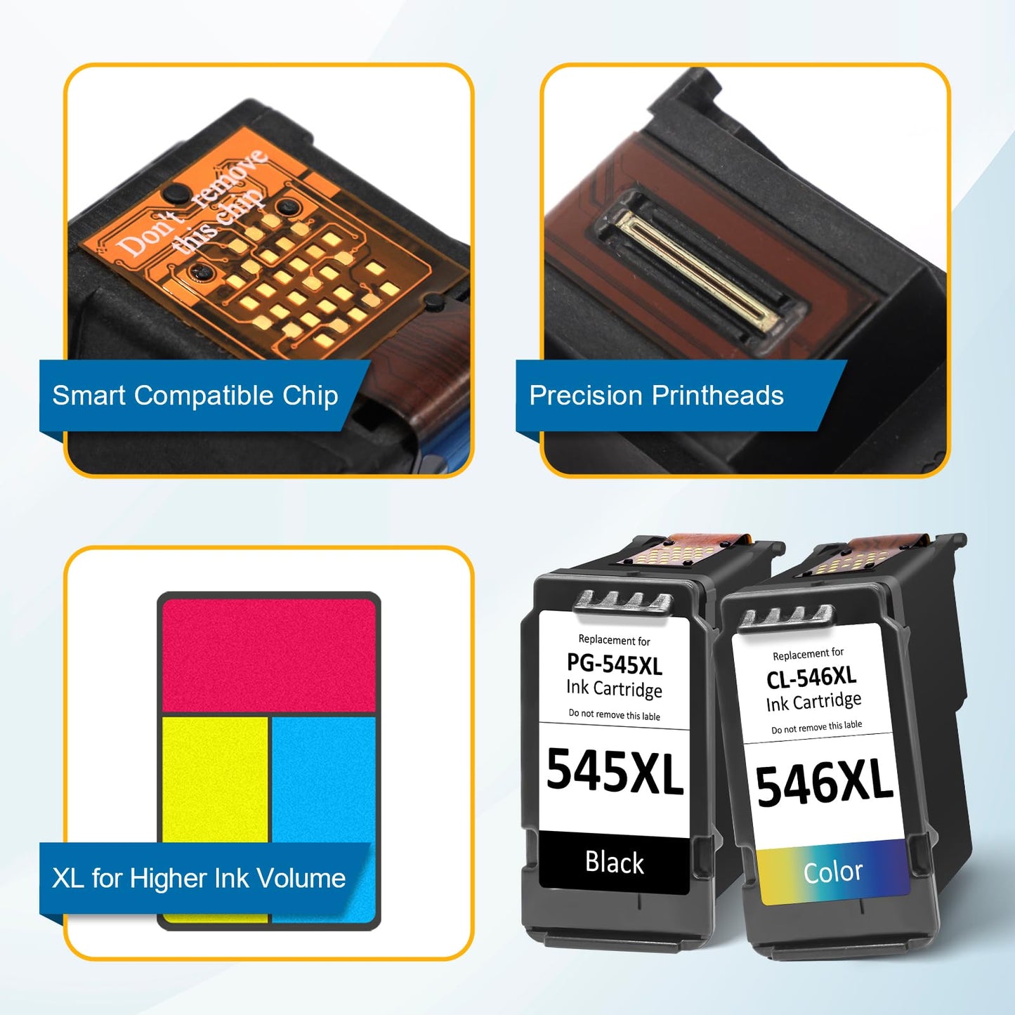 Ink cartridges 545 546 XL, PG-545XL CL-546XL Compatible for Canon ink cartridges 545 546 XL Multipack for Pixma TS3400 TS3100 TS3150 TS3151 TS3300 TS3350 TS3450 TS3355 TR4551 MG2500 MG2550s
