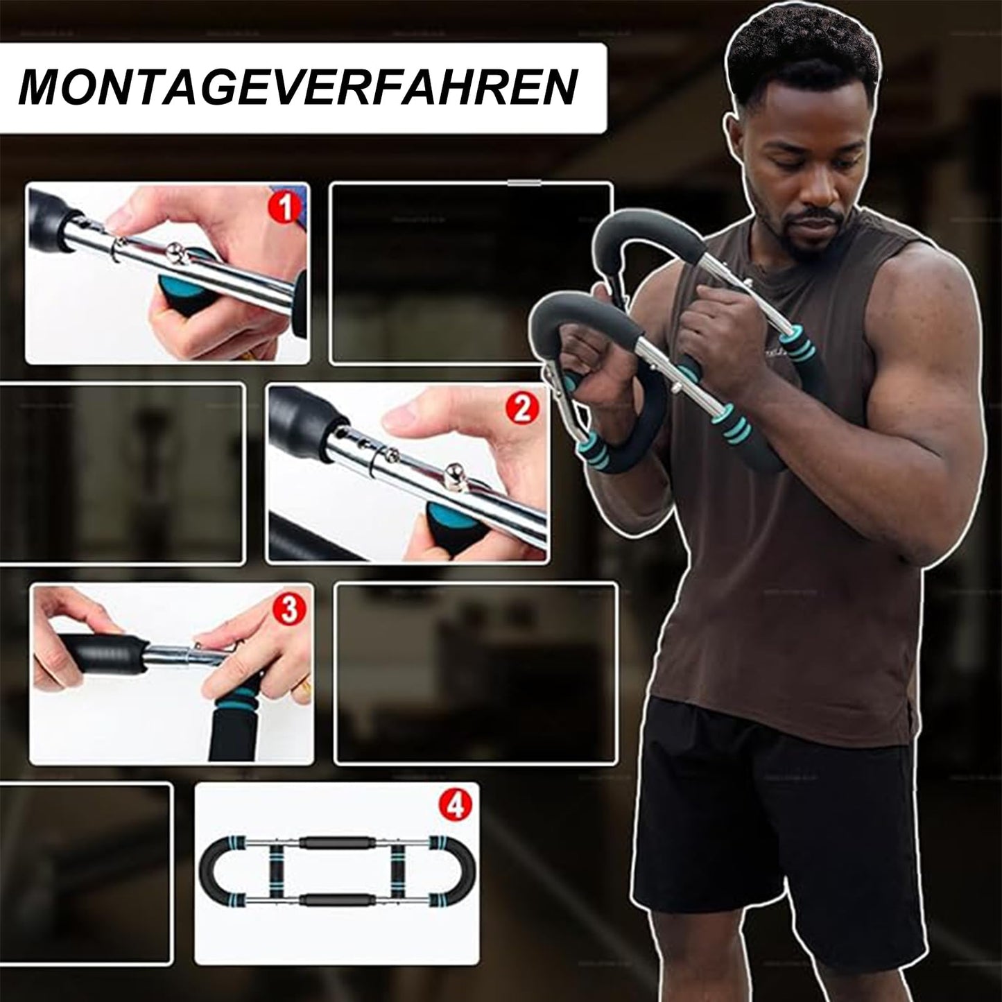Twister Arm Trainer, U-shaped Adjustable Chest, Arm & Thigh Exerciser (30-50 kg / 70-110 lb), Portable Spring Resistance with detachable design, Fitness Equipment for home, office & travel.