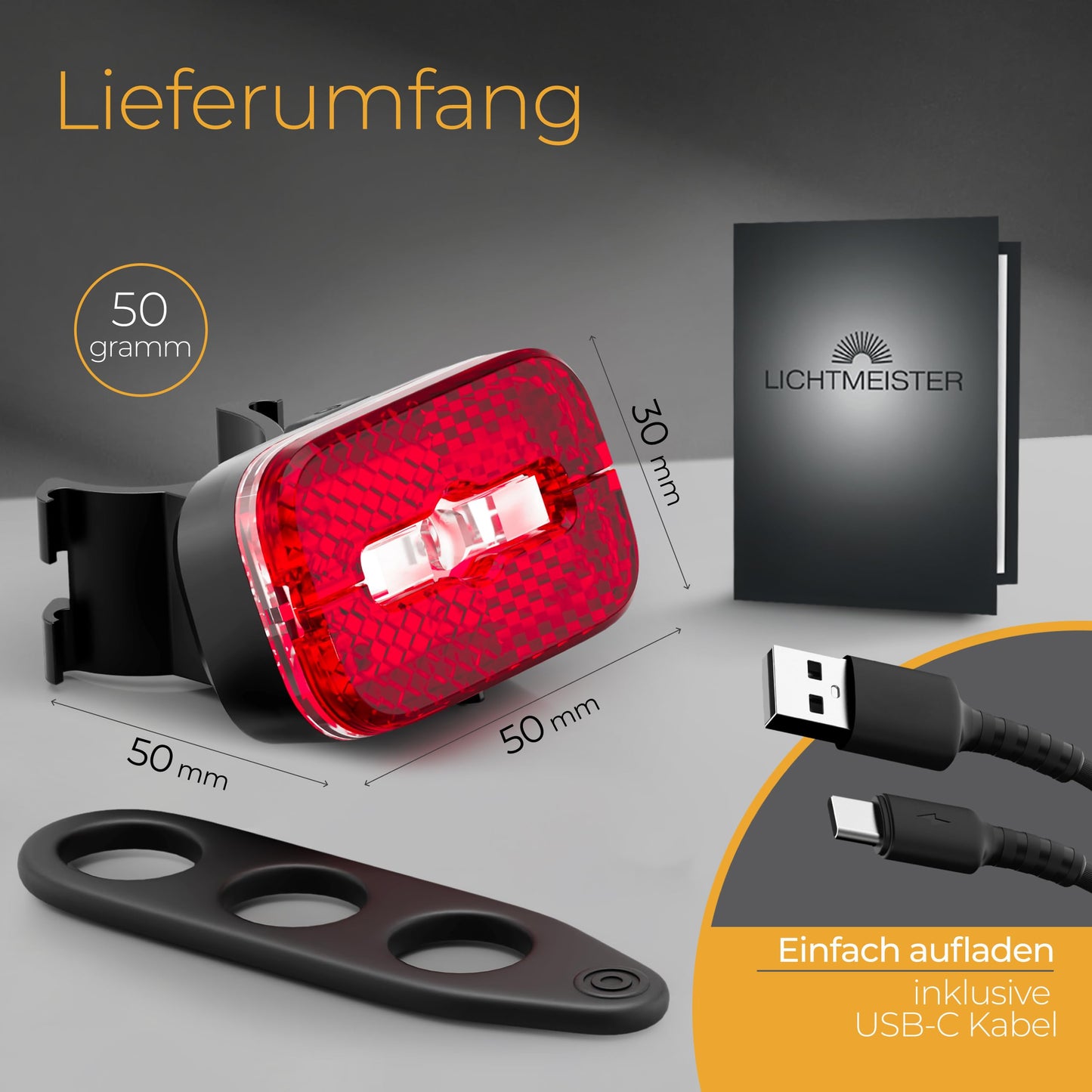 LIGHT MASTER® bike tail light with reflector and brake light function - bike tail light with StVZO approval - rear bike light - bike tail light LED - bike tail light.