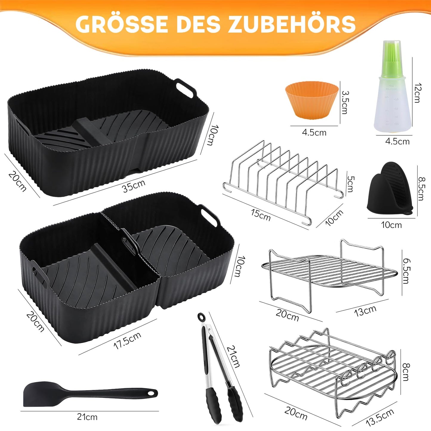 Hot air fryer accessories for Ninja Foodi Flexdrawer 10.4L air fryer AF500EU AF500EUCP, Airfryer accessories 2x5.2L silicone mold for Ninja air fryer, Ninja Flex Drawer accessories.