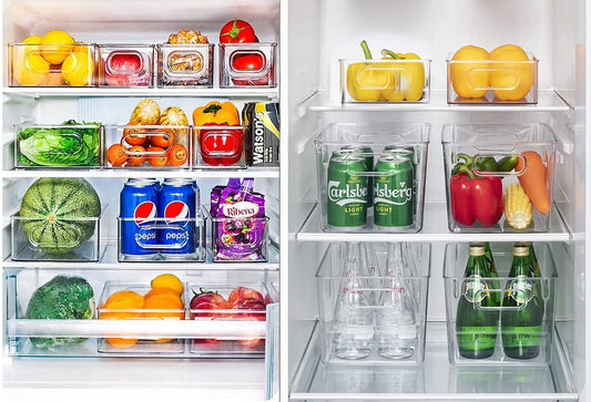Refrigerator Organizer 6-Pack (4 Large/2 Medium), Pantry Storage Containers with Handles, High-Quality Transparent Storage Box Organizer, Ideal for Kitchen, Refrigerator, Office Supplies, Cabinets - BPA Free