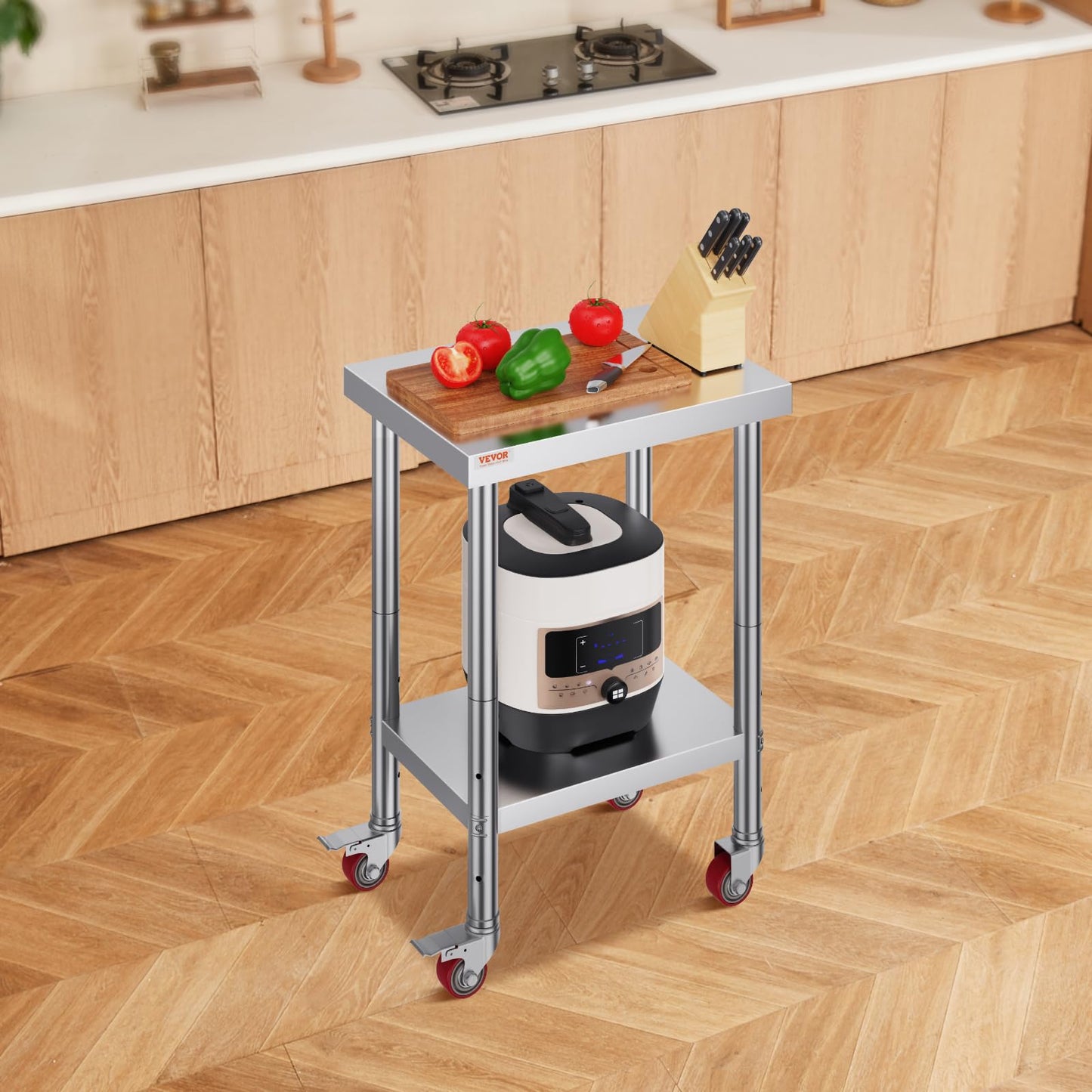 VEVOR Work Table 61 x 46 x 86 cm Stainless Steel Catering Work Table 100 kg Load Capacity Food Prep Table Commercial Kitchen Work Table for Kitchen Bar Restaurant 4 Adjustable Feet