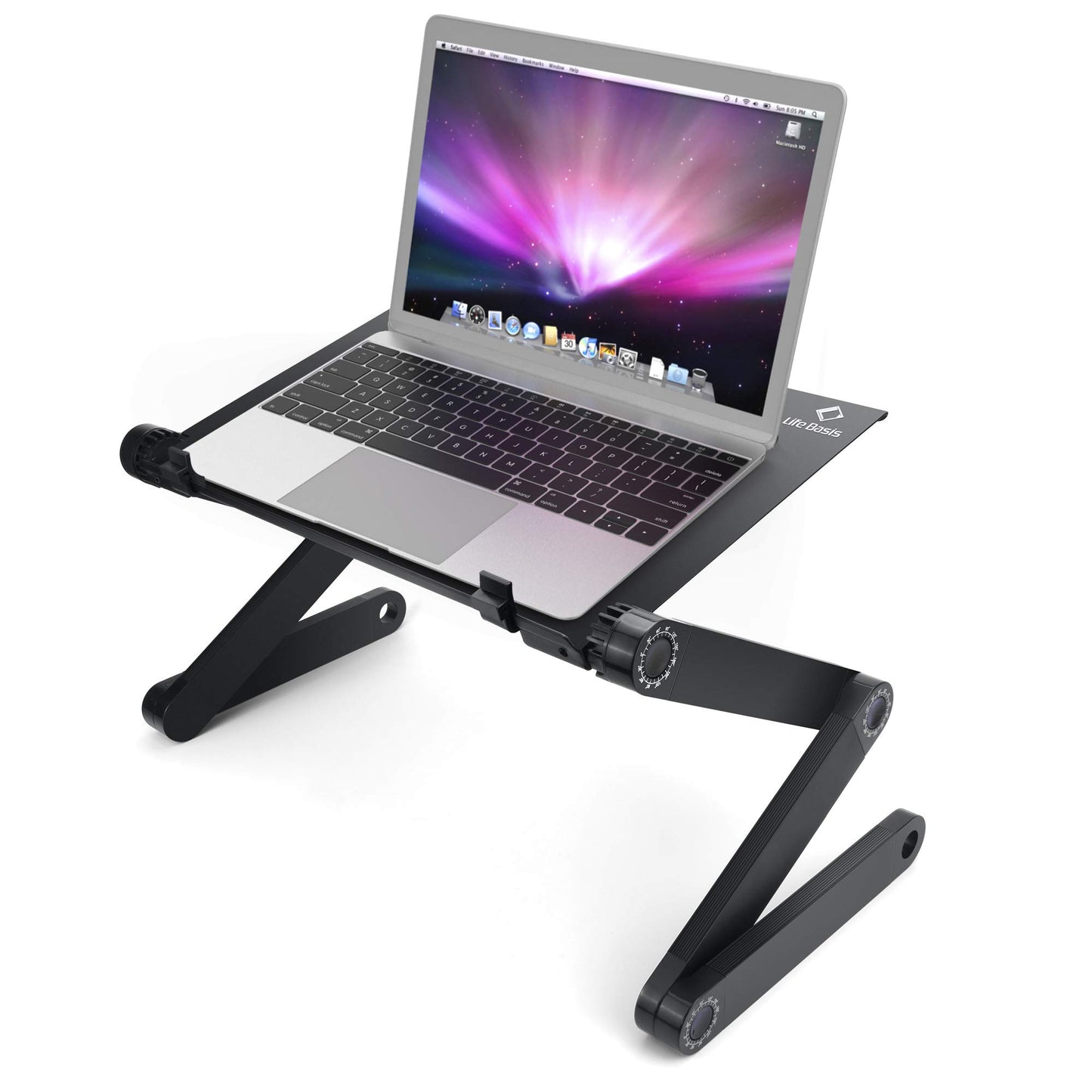 LifeBasis Laptop Stand Foldable Fully Adjustable Notebook Stand Aluminum Alloy Portable Bed Breakfast Tray Book Stand for Ultrabook Notebook up to 17", Black PACKAGING