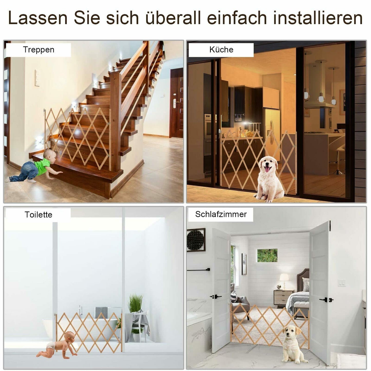 AllRight Dog barrier gate Dog gate Pet gate Staircase safety gate Wooden Mounting hardware 75 x 105 cm