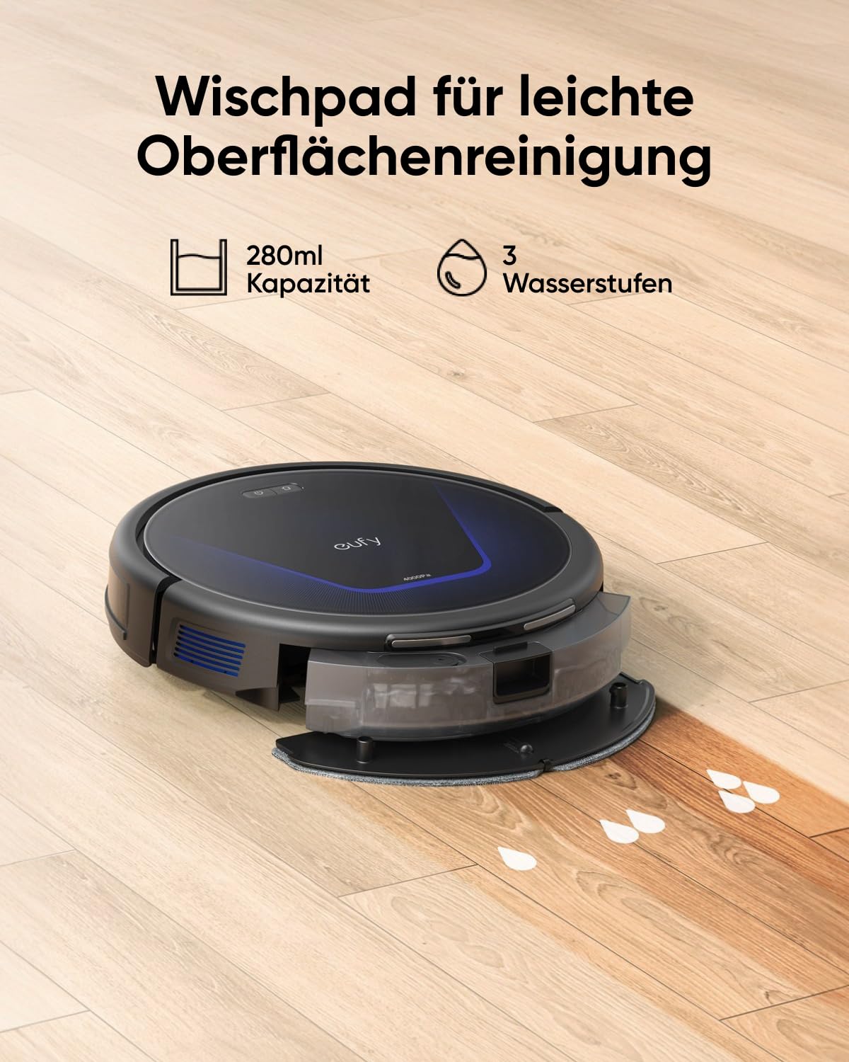 Eufy G50 Hybrid Robot Vacuum with Mop Function & 4,000Pa Strong Suction Power, Dynamic Navigation, Pro-Tangle-Free Brush, Mopping Pad for Light Surface Cleaning, Ideal for Pet Hair & Hard Floors