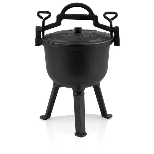 BBQ-Toro Magic Cauldron "Wizard" | 4 liters | Cast iron cooking pot | Cauldron with three legs, lid, handle, and locking screws | Witch's cauldron, Cauldron grill pot, Pressure cooker grill