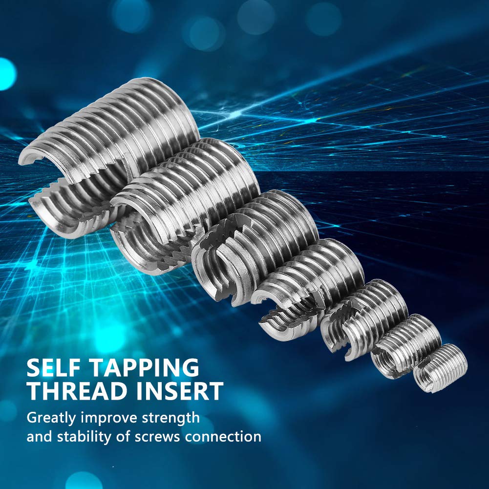 50pcs Threaded Inserts 302 Stainless Steel Internal Thread Self-Tapping Thread Insert Set Thread Strengthening Repair Tool