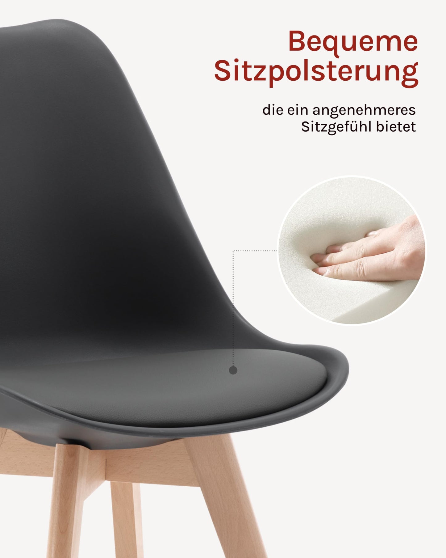 WOLTU Dining Chairs Set of 4, Scandinavian Kitchen Chairs Retro Design, Seat made of faux leather, with solid wood legs, load capacity up to 150 kg, Gray