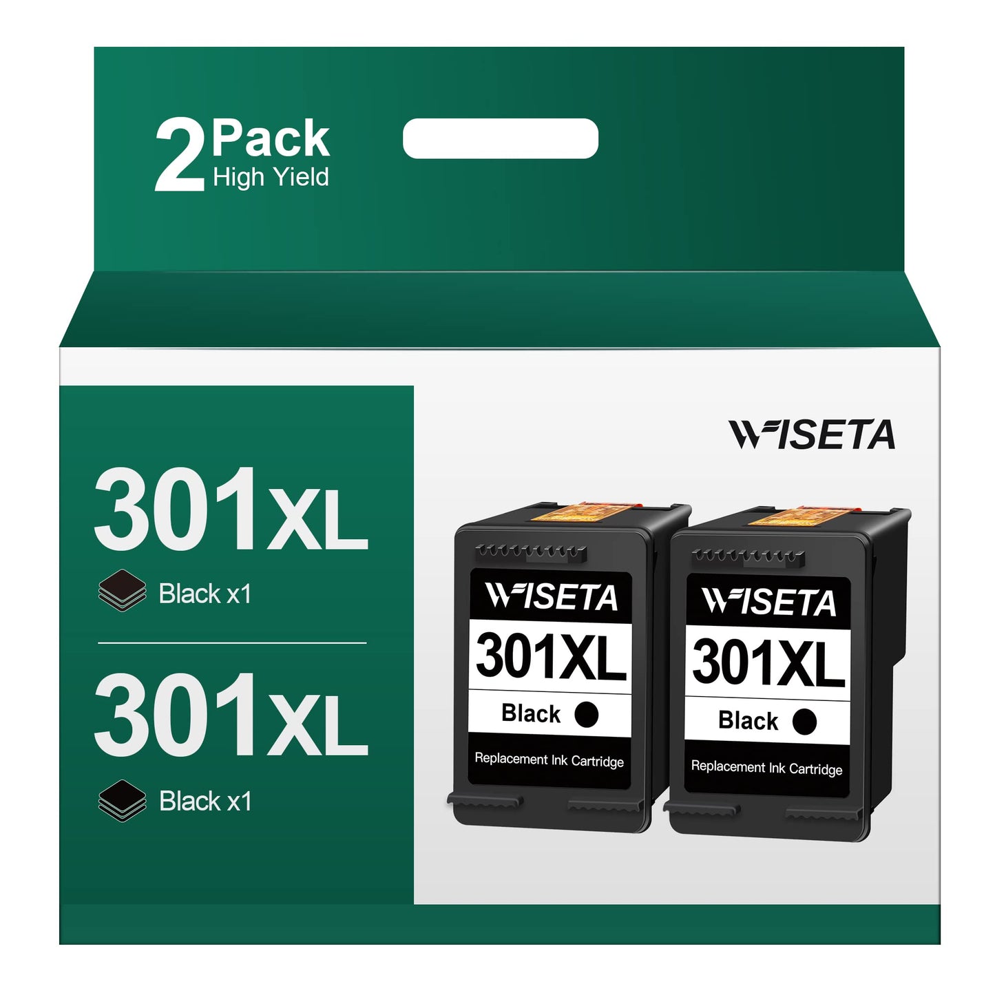 301 Printer Cartridges Black remanufactured for HP 301 XL 301XL Black for HP DeskJet 2540 2544 2549 2050a 3050a 3050 3055a for Envy 4500 4502 4504 5530 for OfficeJet 4630 4632 printers (2 Black)