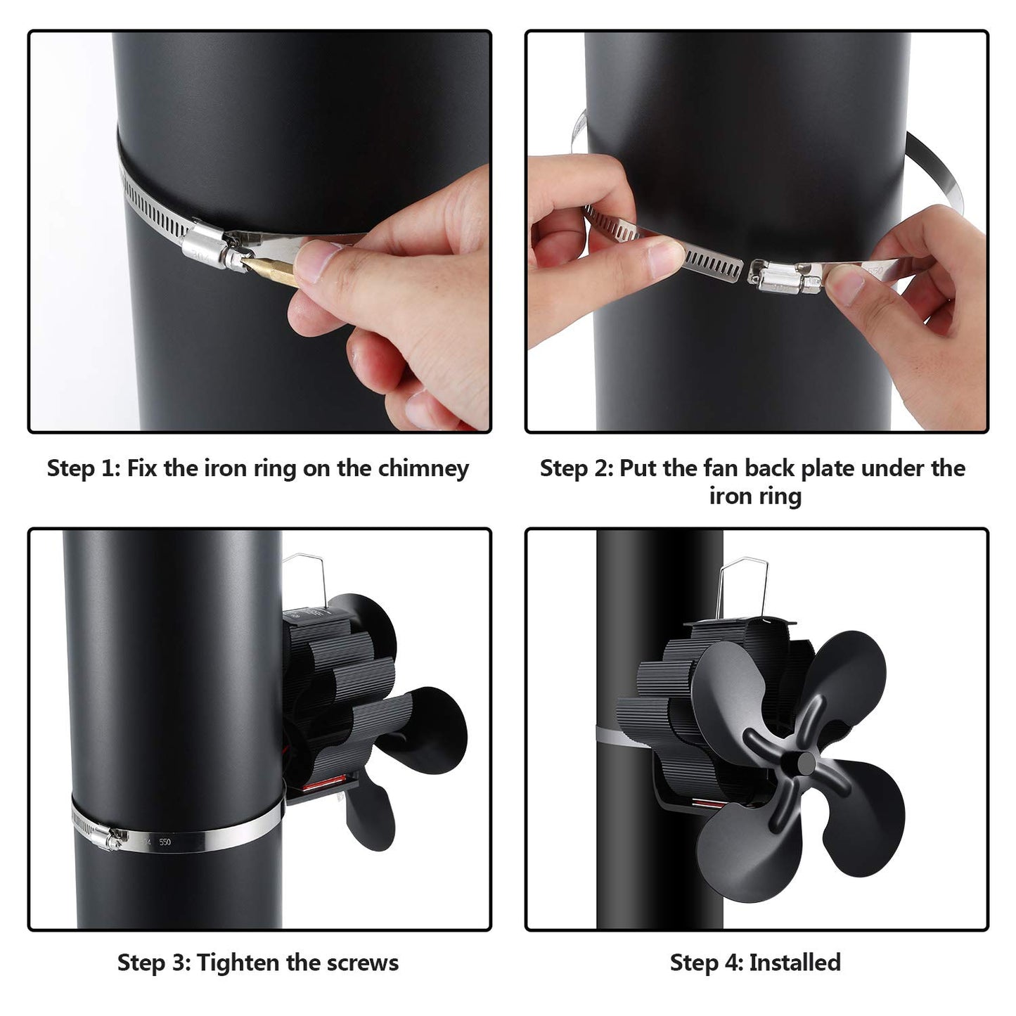 4 Blade Rotor Blades Fireplace Fan, Non-electric Fan Fireplace Wood Stoves Stoves, Stove Fan Fireplace Fireplace Stoves Stove Without Power Heat