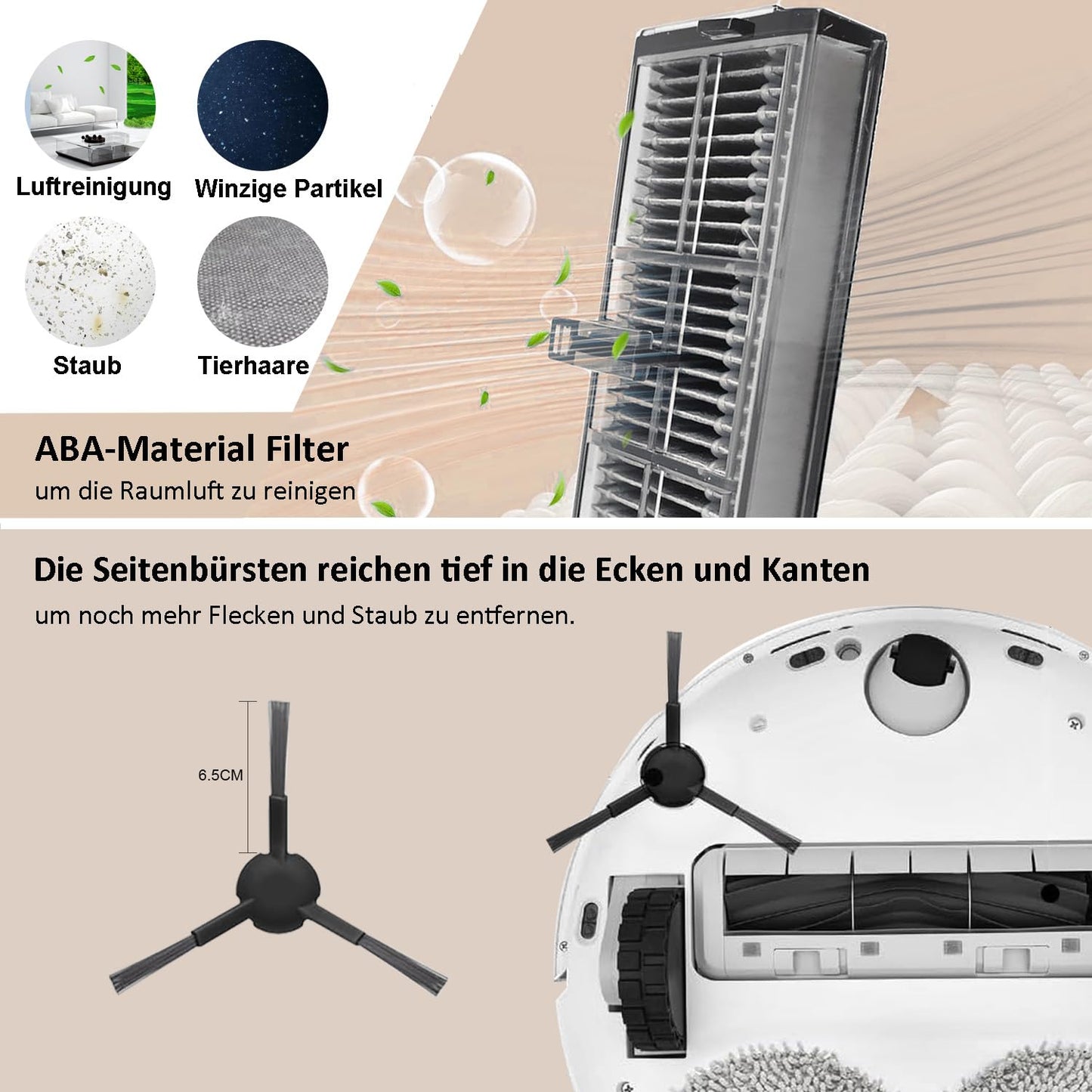 Accessory set for Dreame L10s Ultra Gen 2/ L10s Pro Ultra Heat/ X30 Ultra/MOVA E30 Ultra, includes 2*roller brush, 6*dust bags, 4*mop cloths, 6*side brushes, 2*filters.