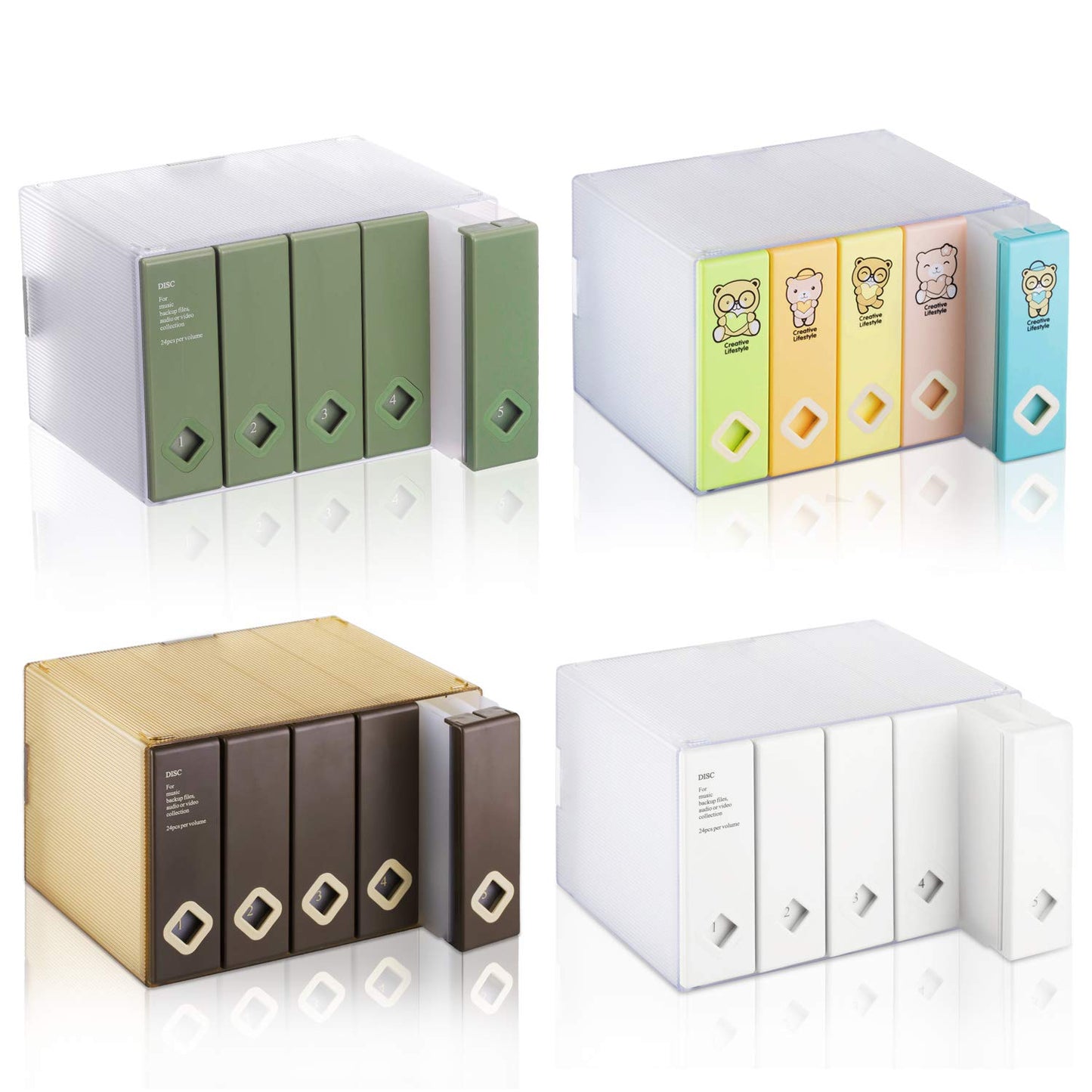 AhfuLife CD/DVD/Blu-ray Storage Boxes Colorful, DVD Box Space Saving Carrying Cases, CD Wallets for Car and Home up to 120 Discs Great for Gifts (Brown)