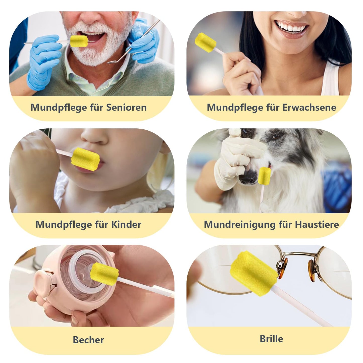 250 pieces of disposable mouth care swabs, mouth care sponge swabs, lemon flavored mouth hygiene sponges, sterile swabs for mouth hygiene in dental offices (Yellow)