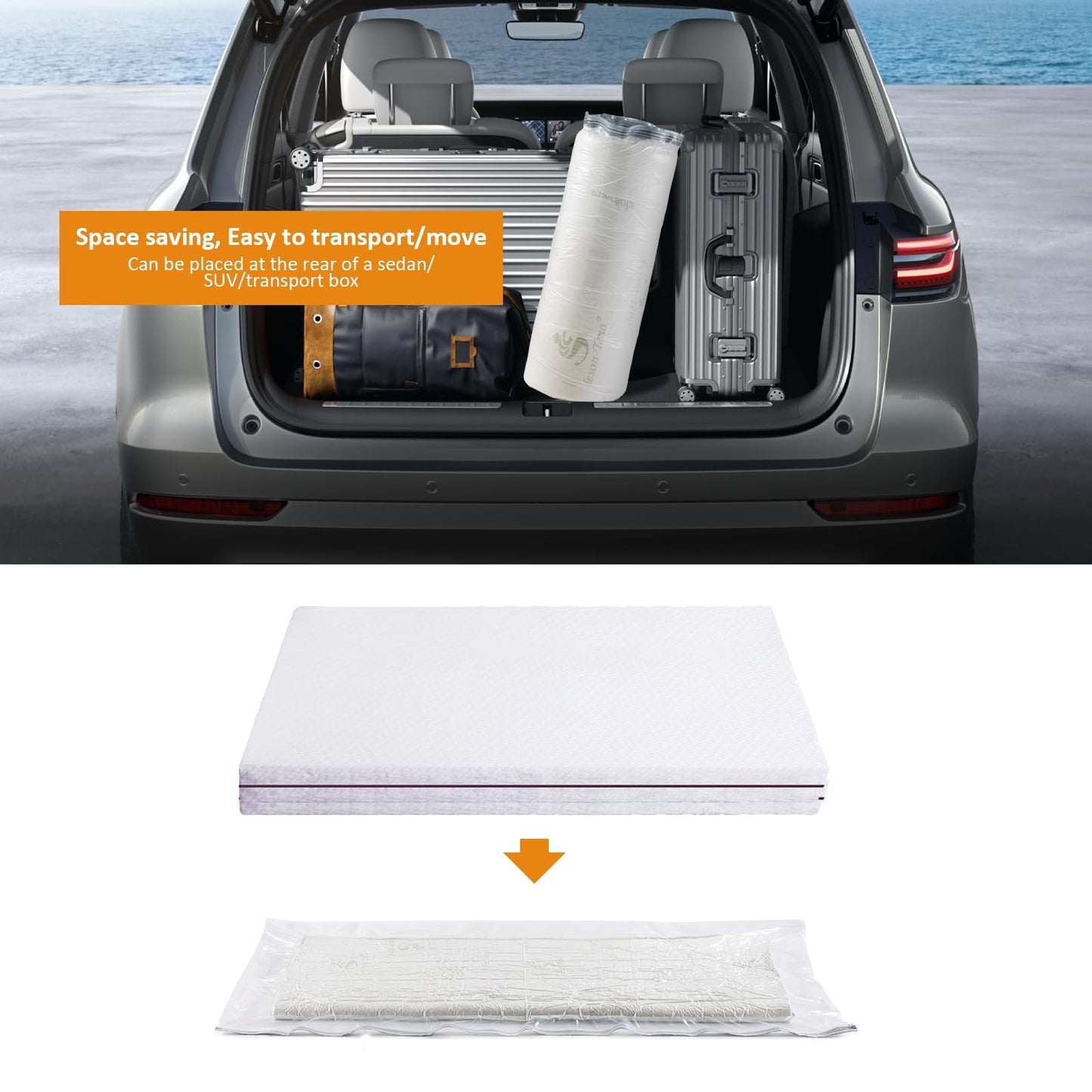 Vacuum bags for mattresses and duvets, 2 pieces 240x120 cm vacuum storage bags for mattresses, clothes, waterproof, sealable, reusable, space-saving, compression mattress.