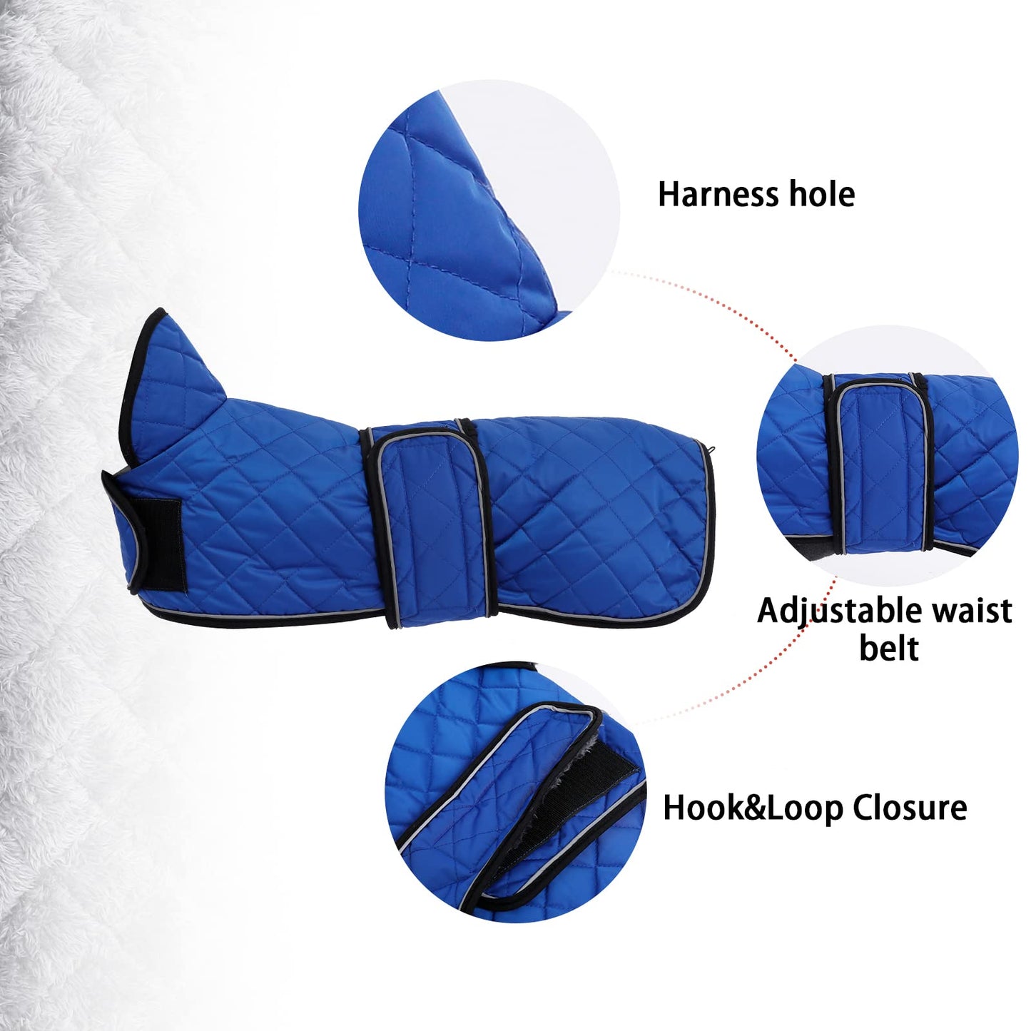 Geyecete - Warm winter coat for Dachshund dogs, dog winter jackets with plush lining, outdoor jackets with adjustable belt and harness hole, for medium and small Dachshunds - Blue - XL