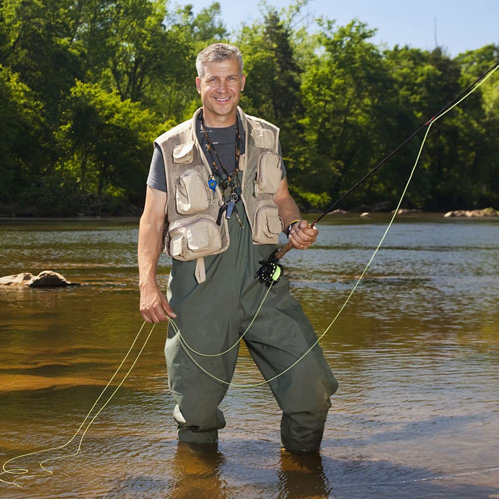 Jiubiaz 70D Nylon Composite PVC Waders with non-slip rubber boots. Ideal for construction sites, fishing, farms, and gardens. Suitable for ponds and floodwaters. Size M.