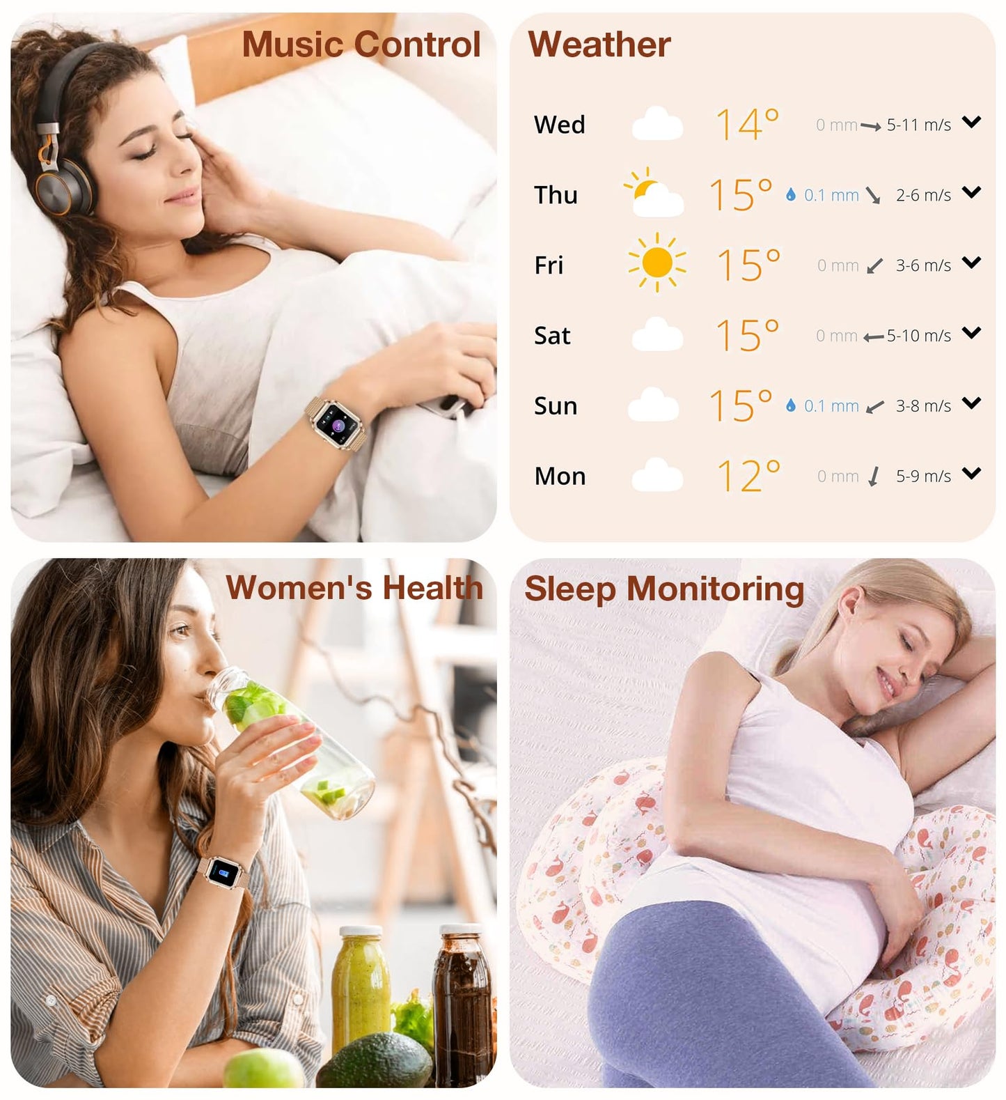 Lefitus Smartwatch Fitness Women's Smart Watch with Bluetooth Call Answer Speakerphone 1.60 inch Screen 200+ Sport Modes Heart Rate Activity Tracker Pedometer for Android iOS