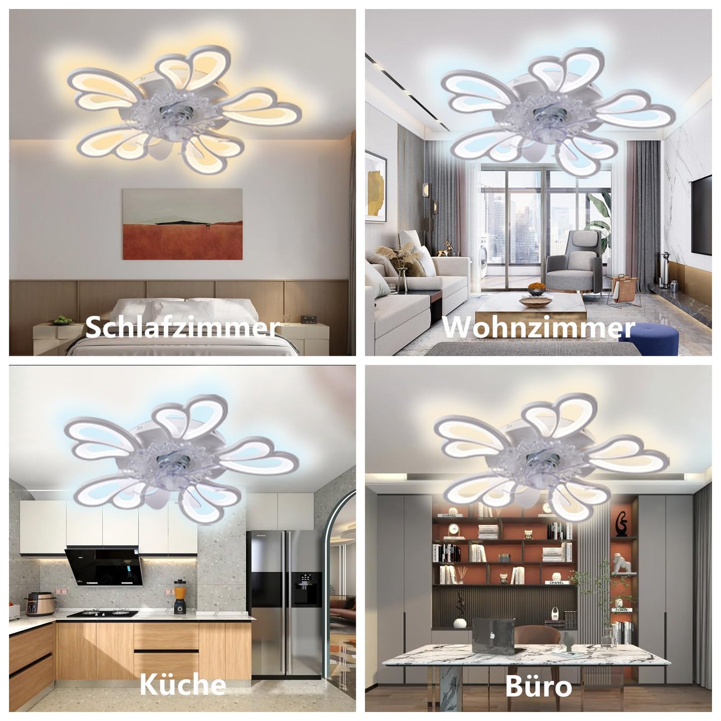 MiiR Quiet Ceiling Fan With Lighting, LED 50W Dimmable Ceiling Light With Fan With Remote Control And APP, 6-Speed Wind Speed Ceiling Light For Bedroom Living Room Lamp