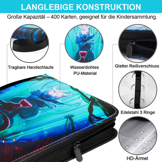 Collectible card album, Pokemon card collection album, 400 pockets 50 pages 4 pockets, collectible card binder with PU surface, waterproof card holder, card folder book.