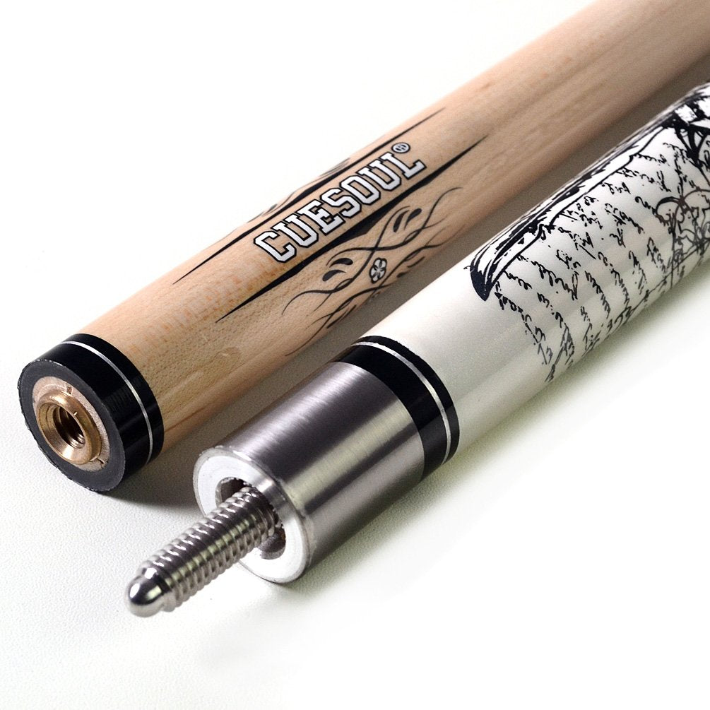 CUESOUL Rockin Series 57" 21oz Maple Pool Cue Set with Joint Protectors and Cue Towel (G407)