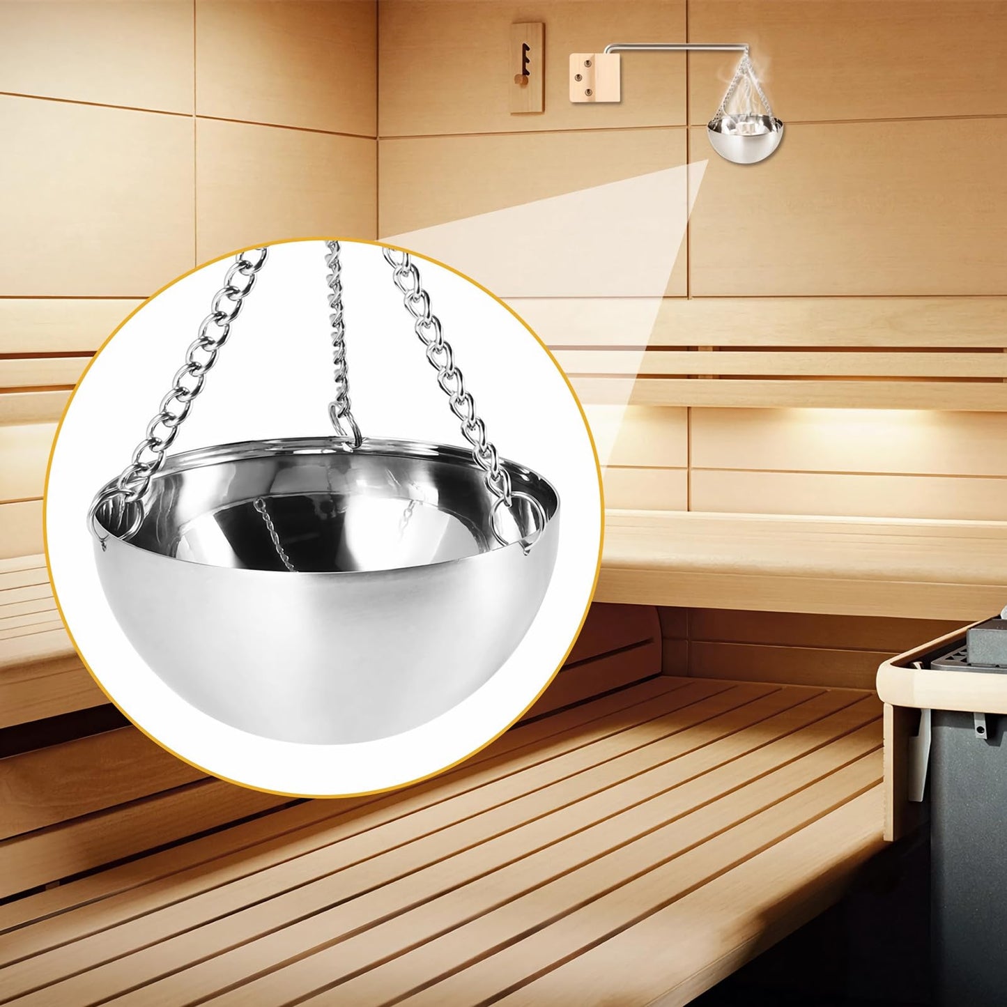 Duocon Bowl Sauna, Stainless Steel Bowl with Accessories, Sauna Herb Bowl, Hanging Sauna Vaporizer Bowl, for Sauna and Spa Infusions, Gift Ideas