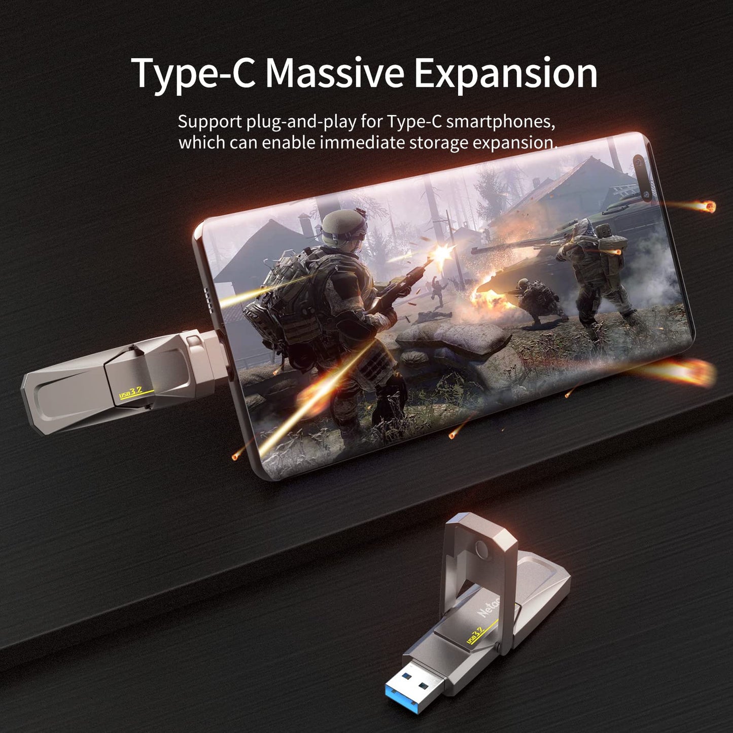 Netac US5 512GB External Portable USB SSD Type-C and USB 3.2 Interface Speed up to 550MB/s for Smartphones and Notebook Computers, Solid State Drive