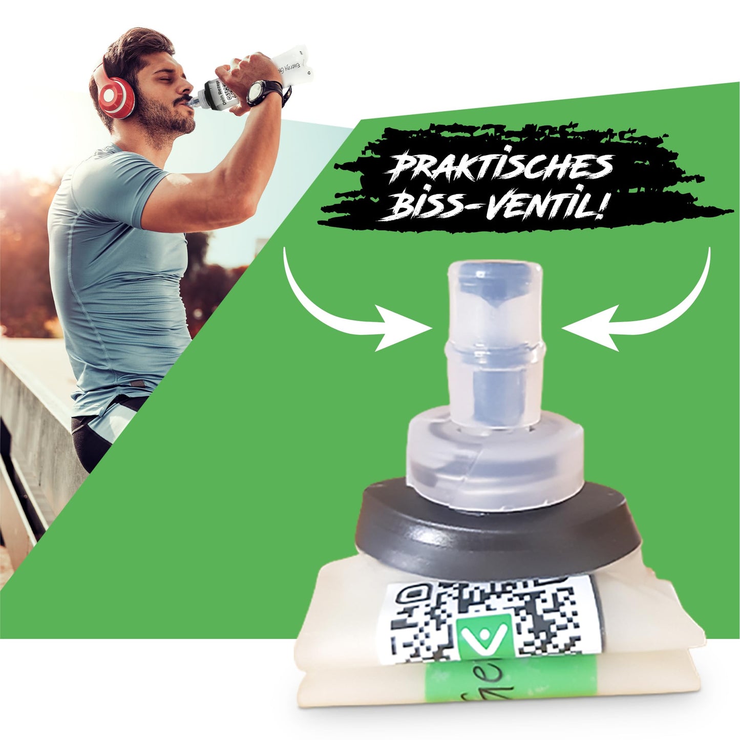 RACEPACE RaceFuel foldable 500ml drinking bottle gel bottle, Soft Flask BPA-free, with RaceFuel Energy Gel recipe QR code, perfect for running, marathon, triathlon, and cycling (2 pieces, 500ml)