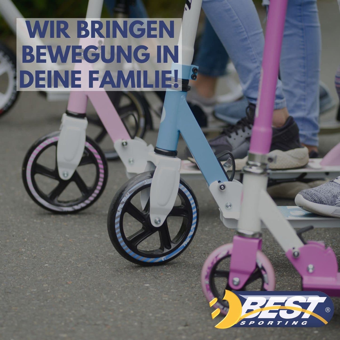 BEST SPORTING High End Adult Scooter, foldable with stand, hand brake, bell, and carrying strap. City scooter for adults with wheel size of 205 mm.