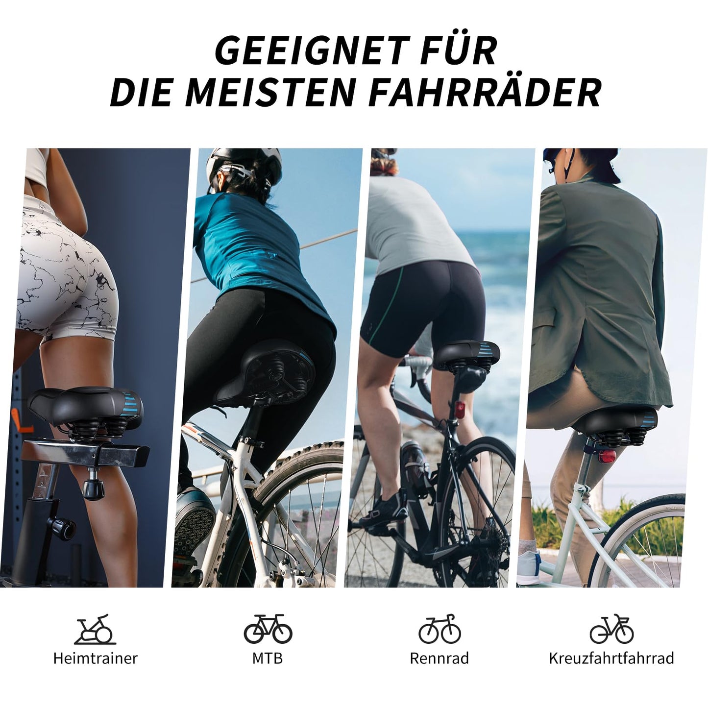 YOUNGDO bicycle saddle, gel bike seat, soft, comfortable, breathable, shock-absorbing, Ergonomic bike saddle with waterproof cover.