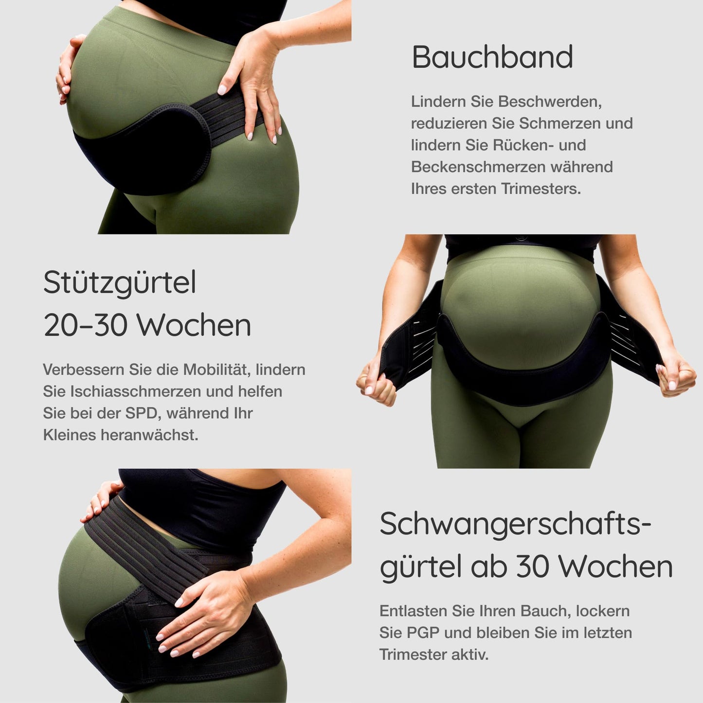 BABYGO® belly belt Pregnancy | Pregnancy belt Support belt belly support pelvic belt | including exercise book - Yoga for pregnant women M Black