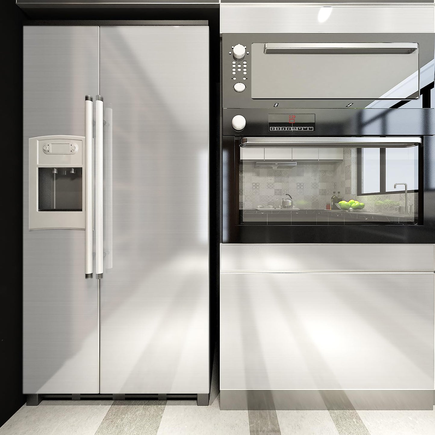 Livelynine 5M x 90CM wide adhesive film brushed stainless steel decor self-adhesive film kitchen foil wallpaper silver metal foil for kitchen refrigerator dishwasher kitchen adhesive films countertop.