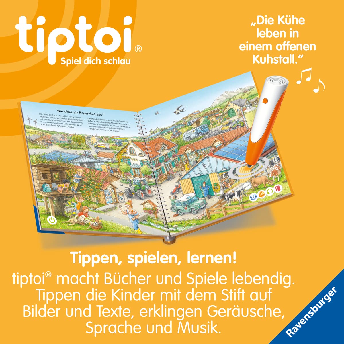 Ravensburger tiptoi Starter Set 00114: Pen and Farm Book - Learning system for children aged 4 years and older.