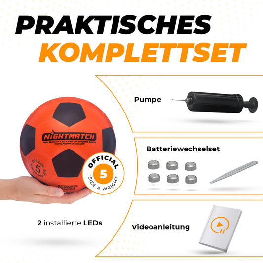 "NightMatch LED Light Up Soccer Ball | Official Size 5 | Waterproof | Glows in the Dark | Soccer for Kids & Adults | Illuminated Soccer Ball | Indoor & Outdoor"