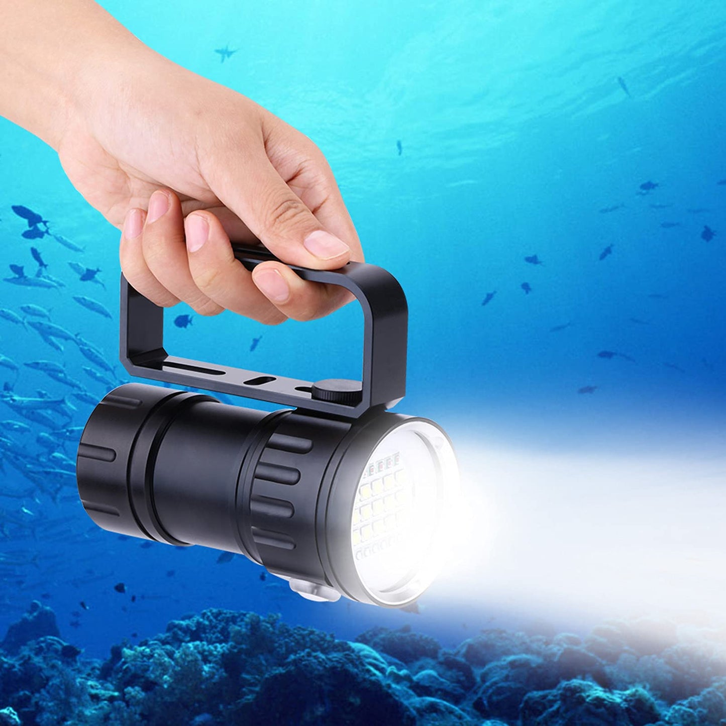 Dive light, IPX8 18000lm Super Bright Dive Light Underwater 300-500m LED Dive Light Dive Light 3 Lighting Modes for Outdoor Sports Diving, Camping, Hiking