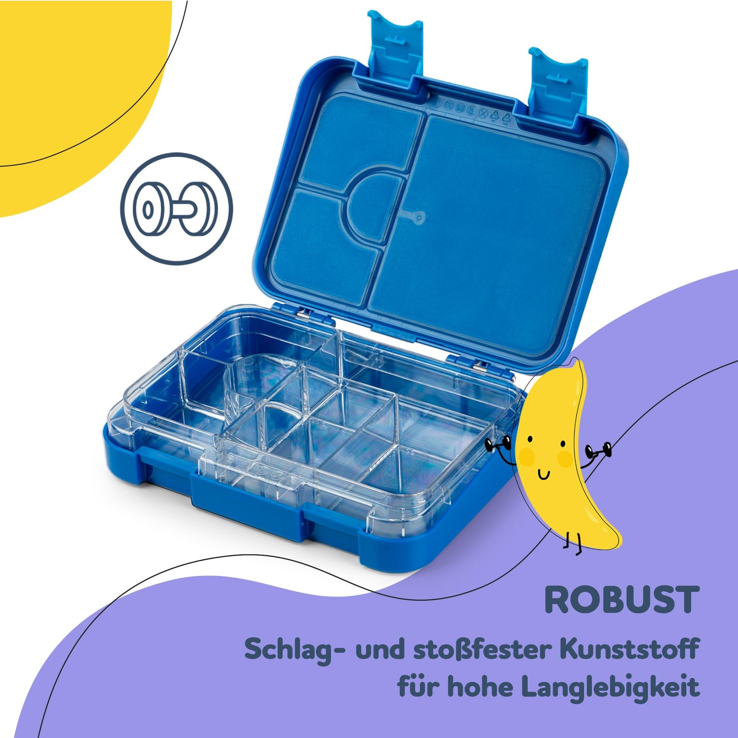 smackbite Junior lunch box for kids with compartments | BPA free lunchbox | bento box for kids | bread box | snack box | perfect for school, kindergarten & on the go (blue)