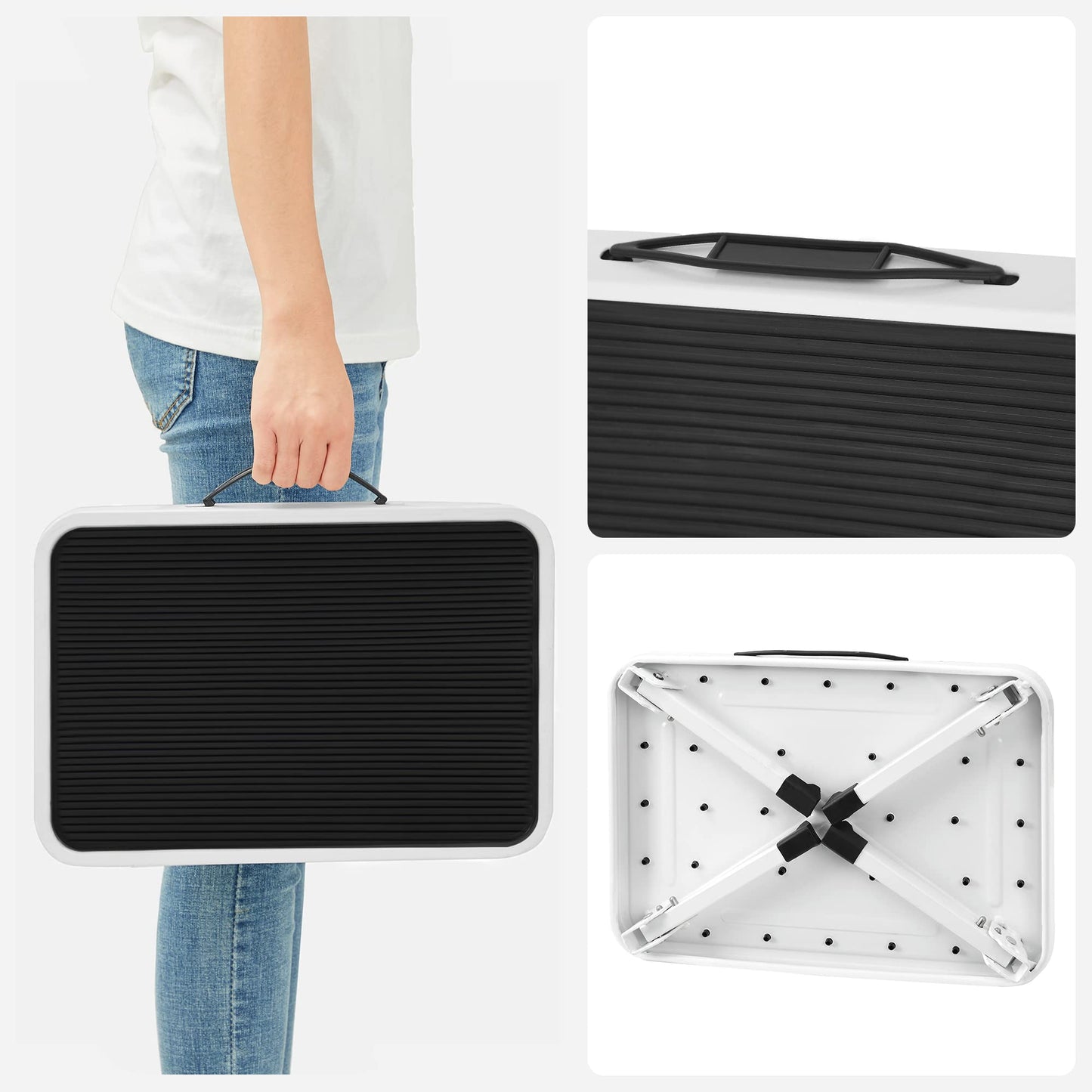 SONGMICs step stool, folding step ladder made of steel, non-slip step surface, can hold up to 150 kg, unfolded size 32 x 44 x 17.5 cm, white GSL01WT