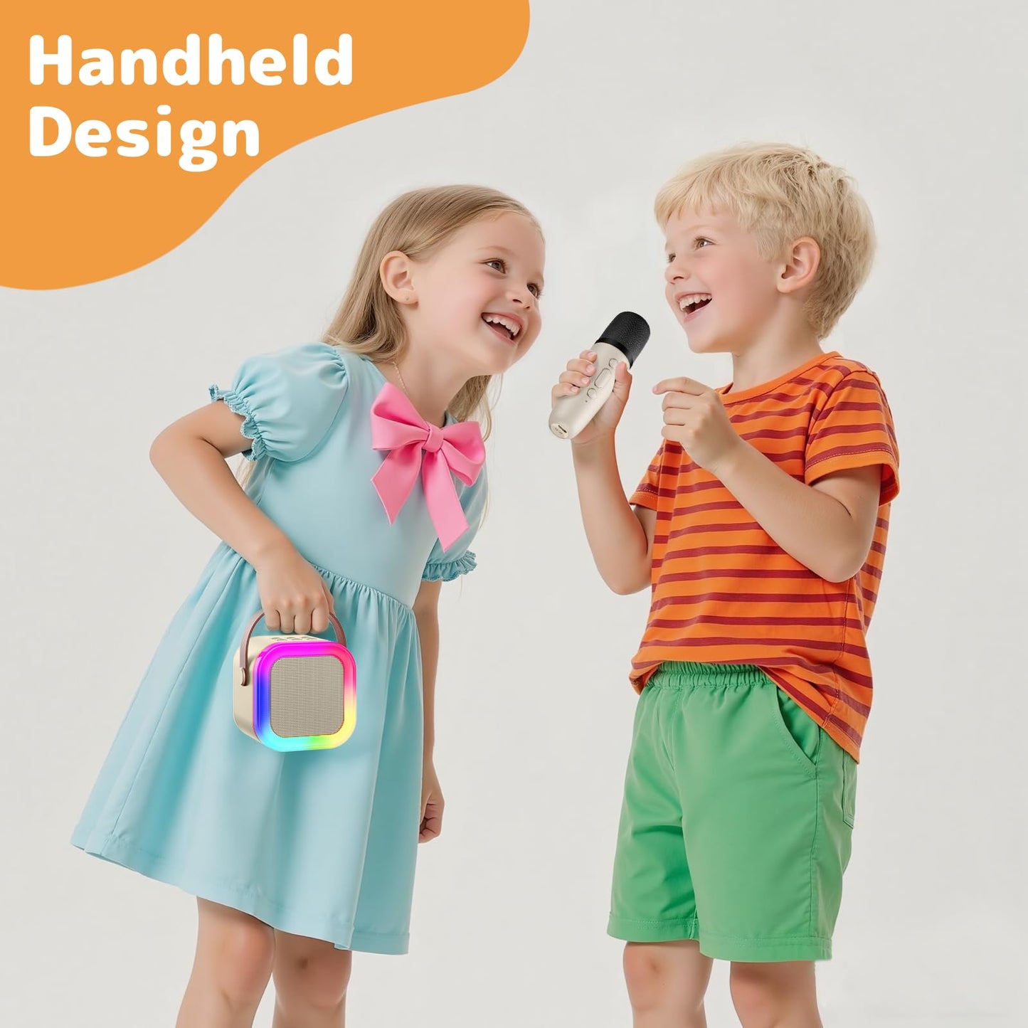 Great Karaoke Machine for kids and adults, Mini Karaoke Machine with 2 microphones, Portable Bluetooth speaker with voice effects & LED lights, Gifts toy for girls and boys.