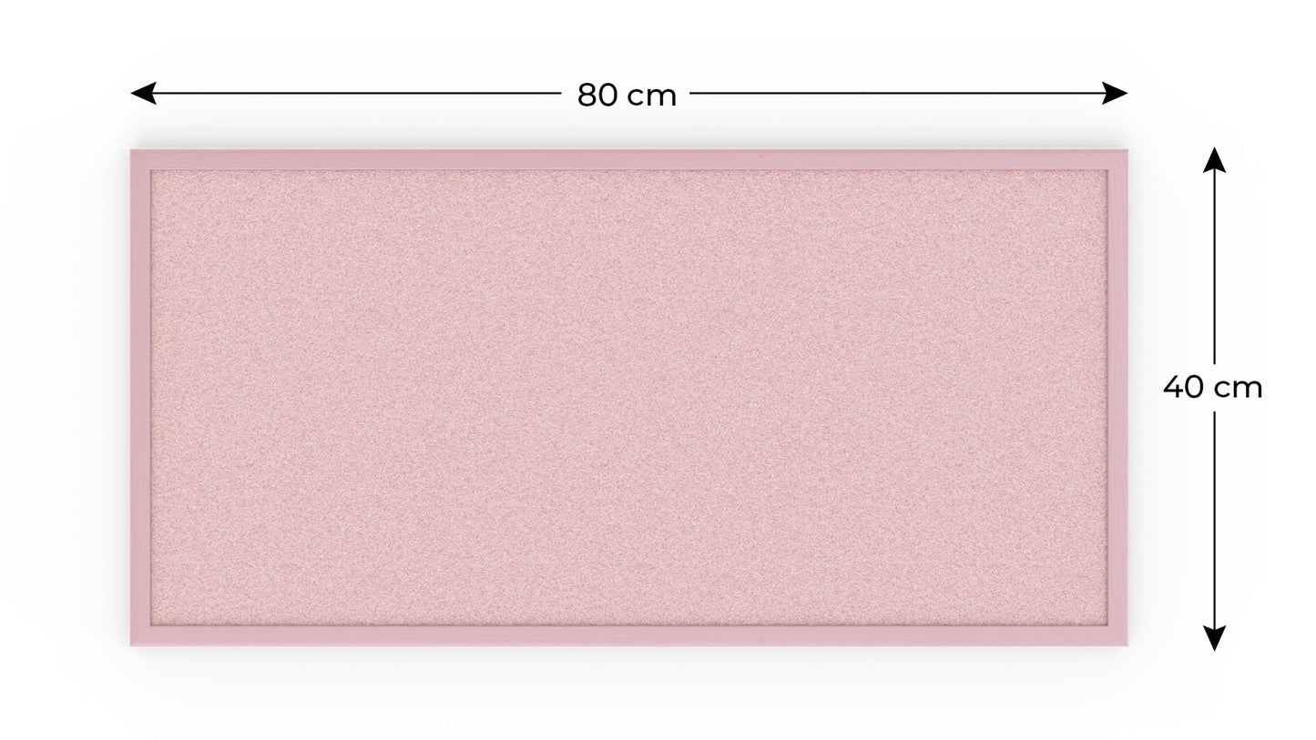 ALLboards pinboard with pink wooden frame 80x40cm cork board cork wall pinboard cork