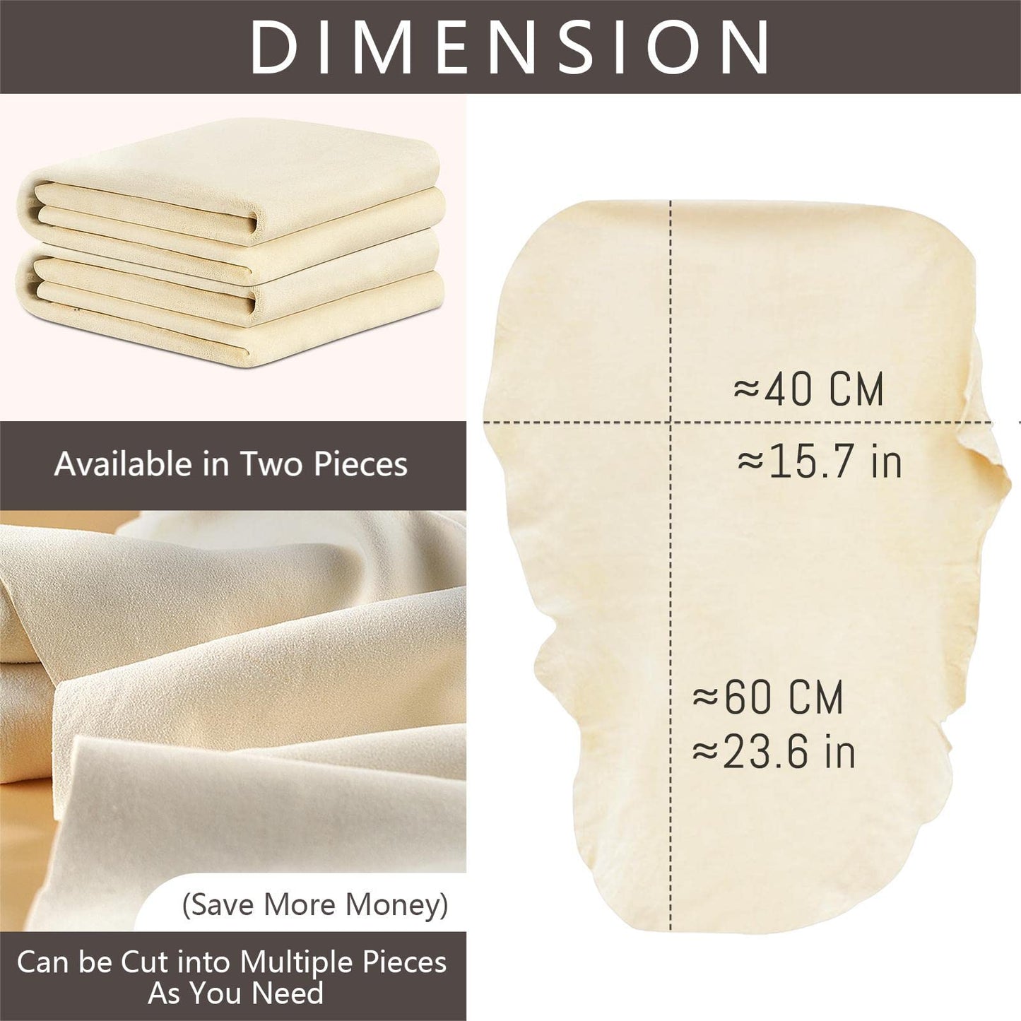 Airlab 2-piece window leather car cleaning cloth, car leather drying cloth window leather made of genuine leather for car motorcycle windows.