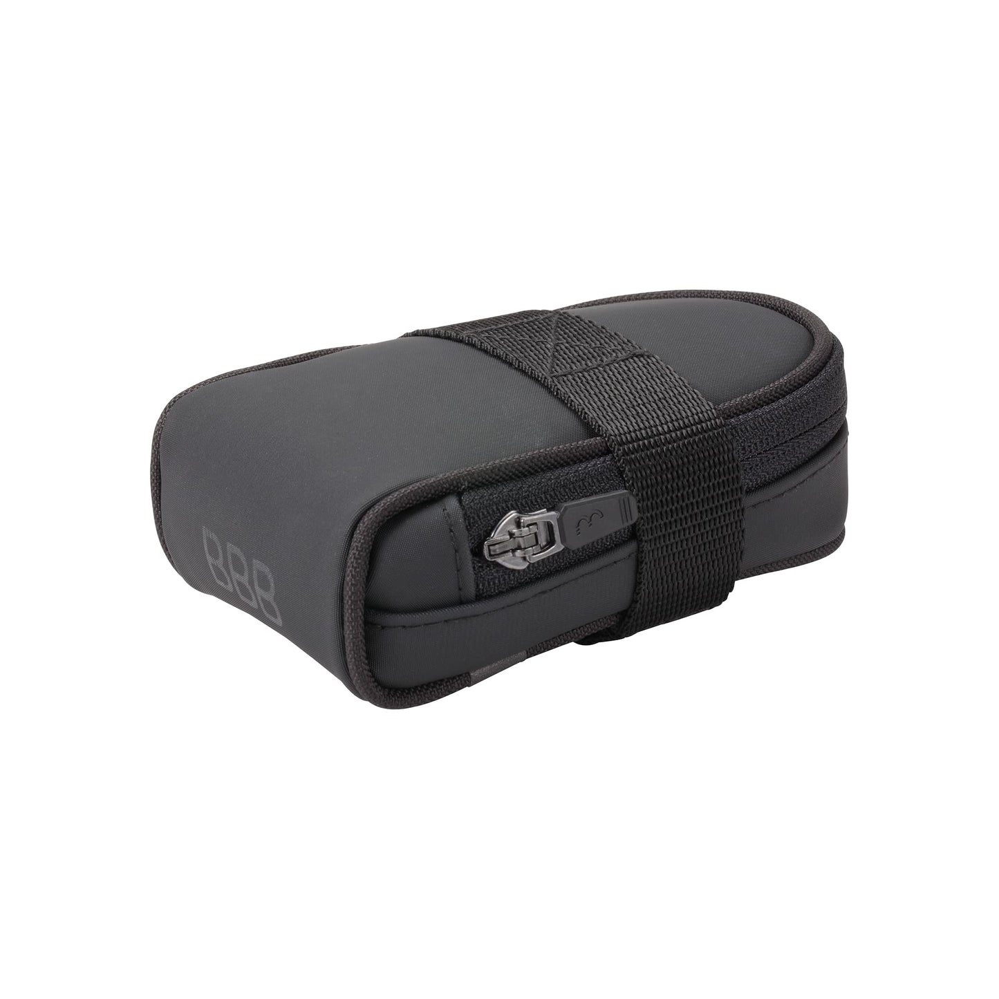 BBB Cycling bike saddle bag with universal straps for easy mounting on mountain, road, and city bikes. Saddle Bag, Racepack B, Black.