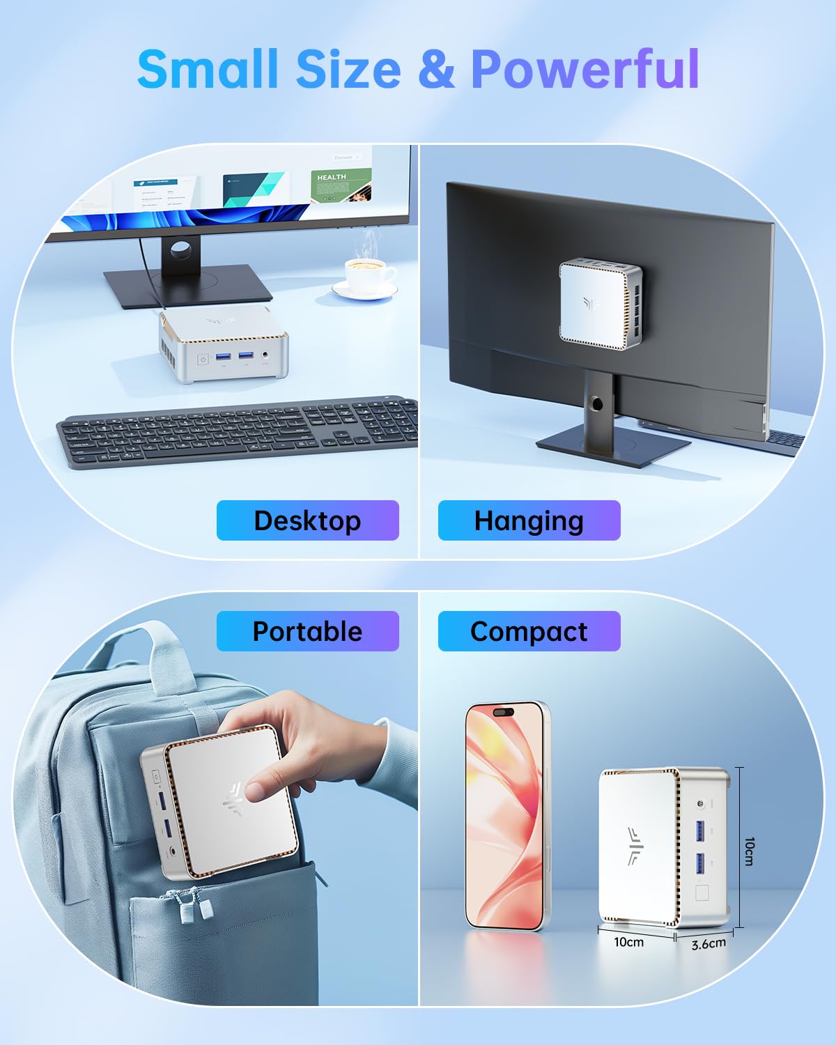NiPoGi Essenx E2 Mini PC W-11 Pro, Intel Alder Lake-N97 (up to 3.6 GHz), 16GB DDR4 512GB M.2 SSD Mini Desktop Computer, Dual-WiFi, HDMI, DP, 4K Dual-Display Micro-PC with VESA for School/Office/Home.