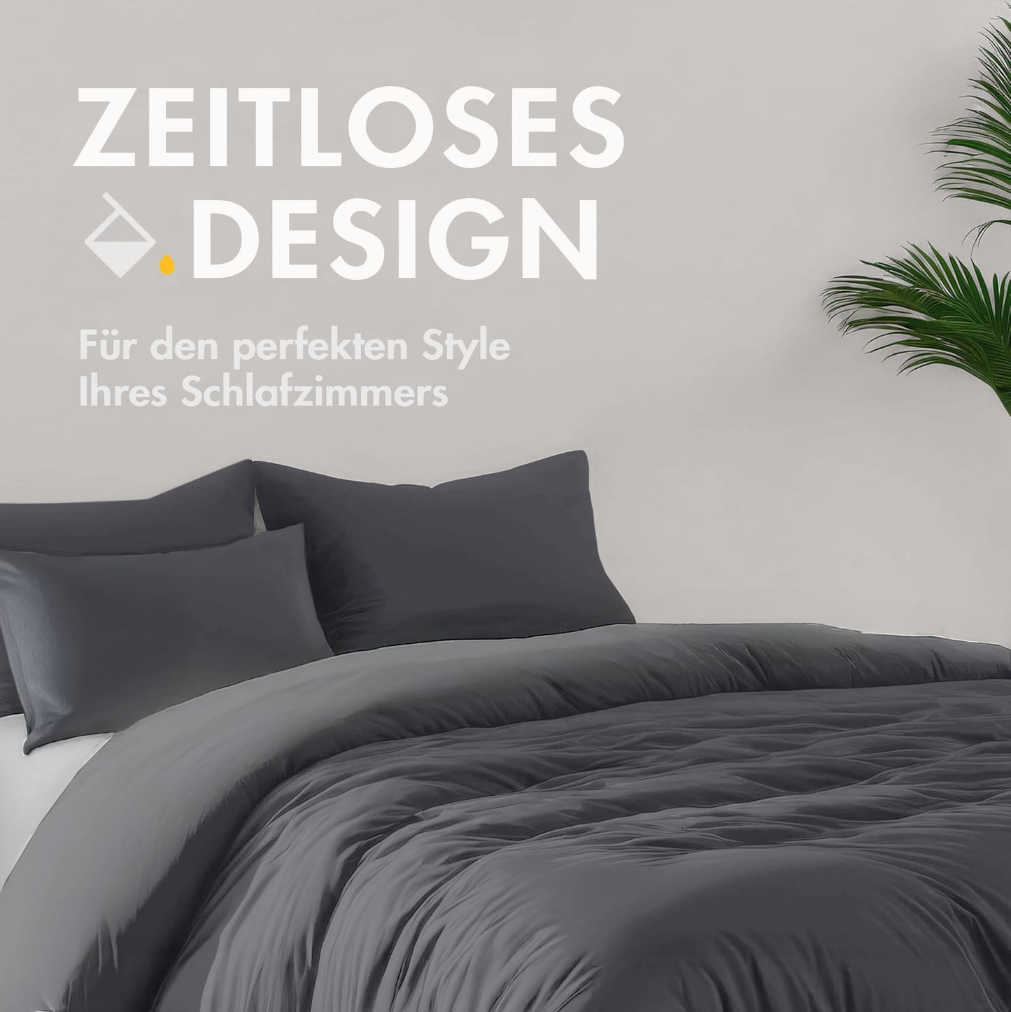 Sleeptime 100% Cotton Bedding 240cm x 220cm Grey/Anthracite - soft & wrinkle-free duvet covers with snap buttons - two-tone bedding set with 2 pillowcases 60cm x 70cm